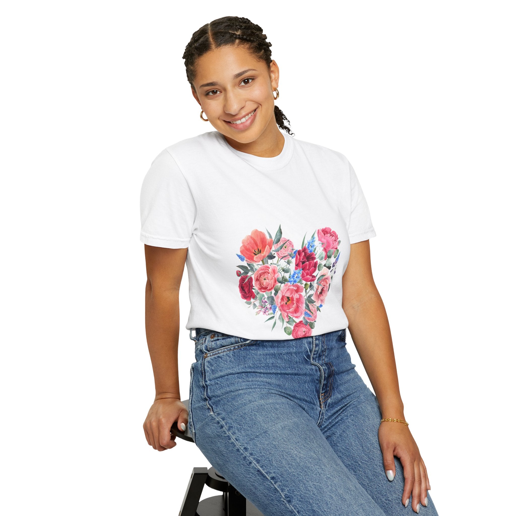 Floral Heart T-Shirt – Watercolor Rose Heart Graphic Tee (Valentine’s Day, Mother's Day)