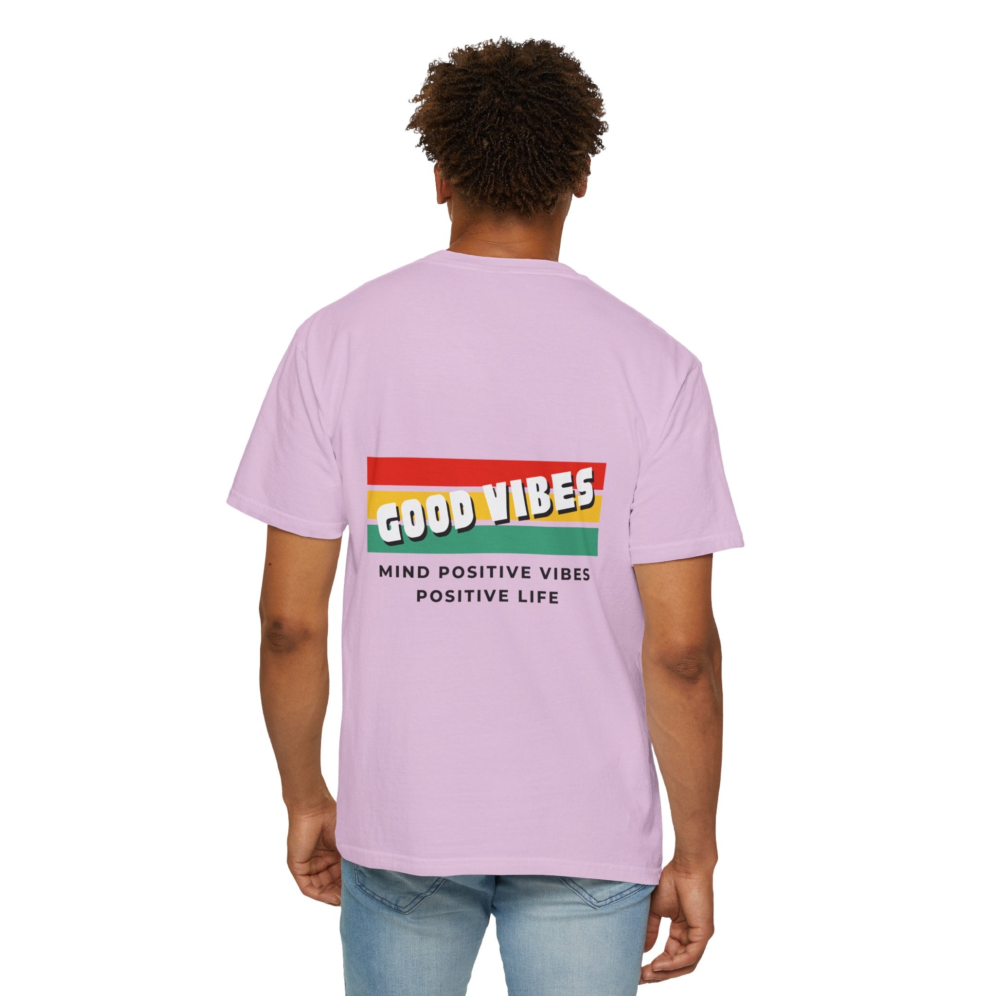 Good Vibes T-Shirt — Retro Stripes “Mind Positive Vibes, Positive Life”