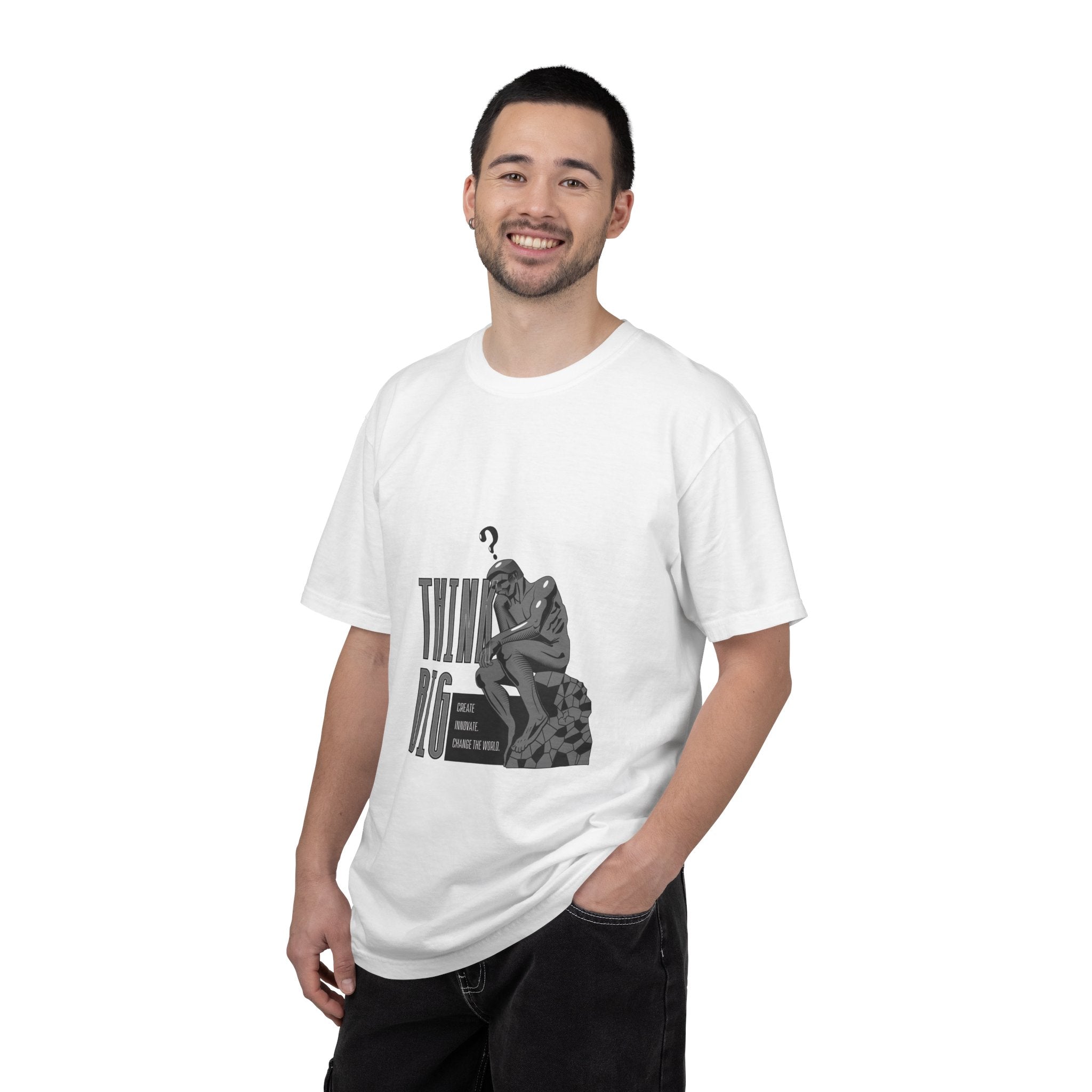 Think Big T-Shirt — Motivational Graphic Tee with Thinking Man Design