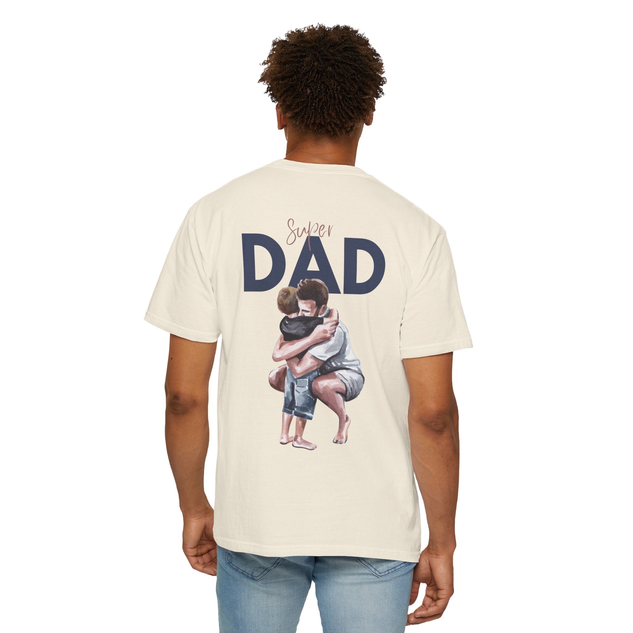 Father & Son Hug T-Shirt — Super Dad Graphic Tee for Father's Day