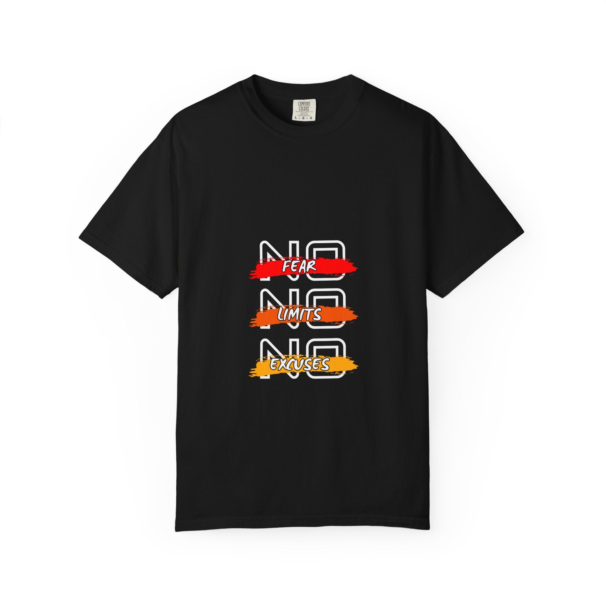 T-Shirt — "No Fear, No Limits, No Excuses" Motivational Graphic Tee