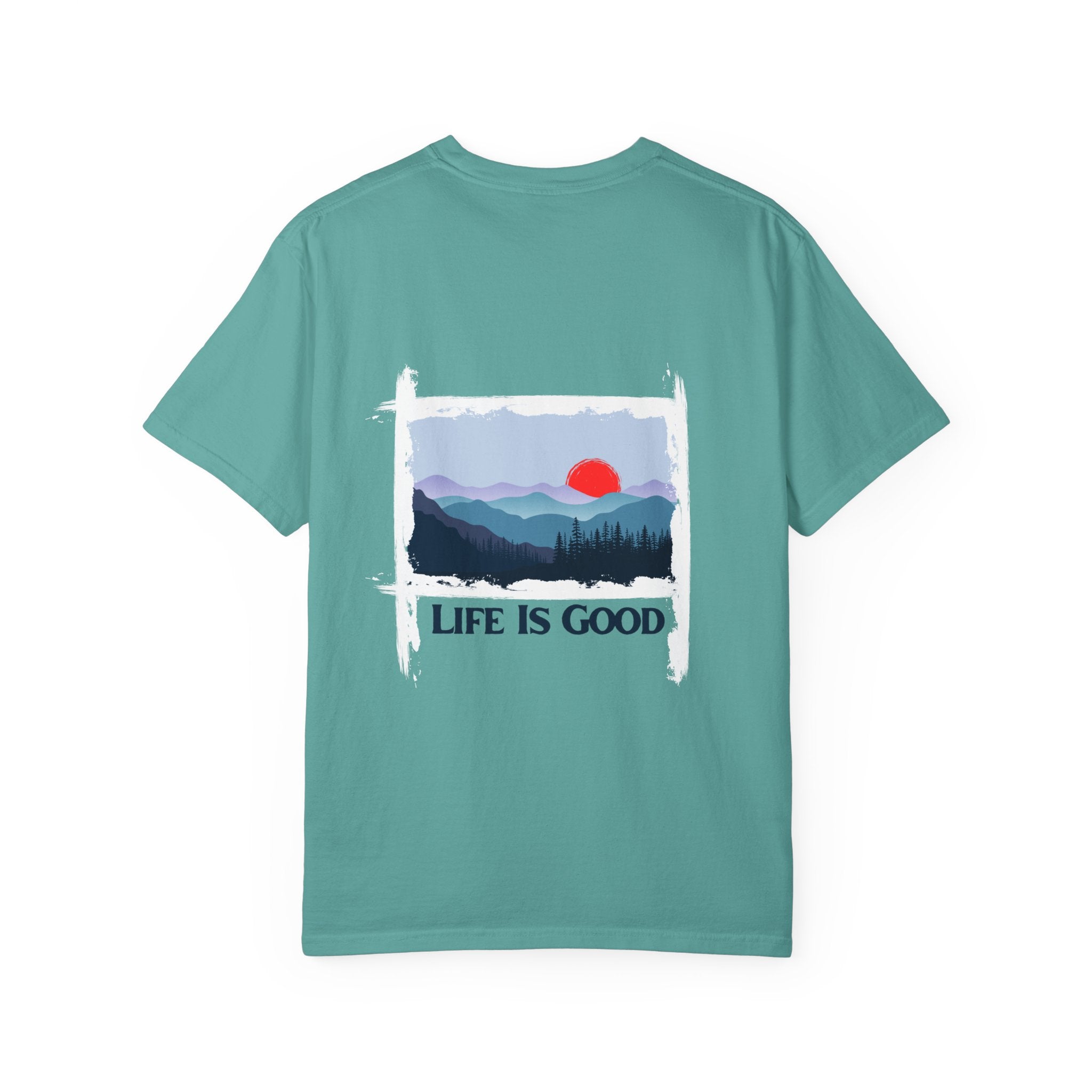 Life Is Good Mountain T-Shirt — Scenic Sunrise Graphic Tee