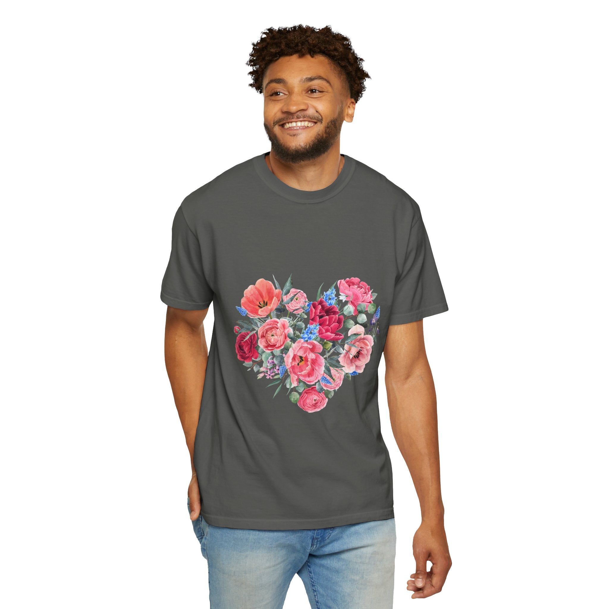 Floral Heart T-Shirt – Watercolor Rose Heart Graphic Tee (Valentine’s Day, Mother's Day)