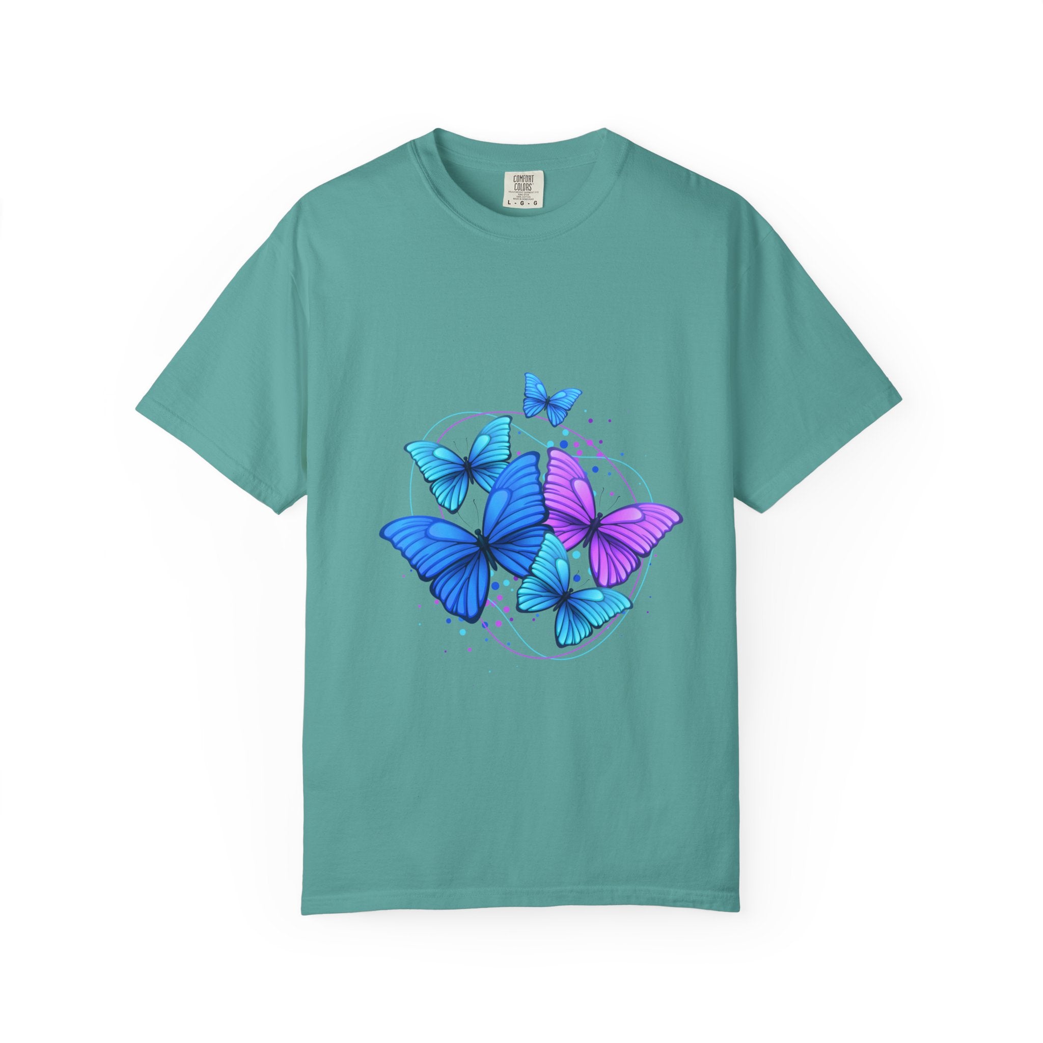 Butterfly Cluster T‑Shirt — Blue & Purple Wings Graphic Tee
