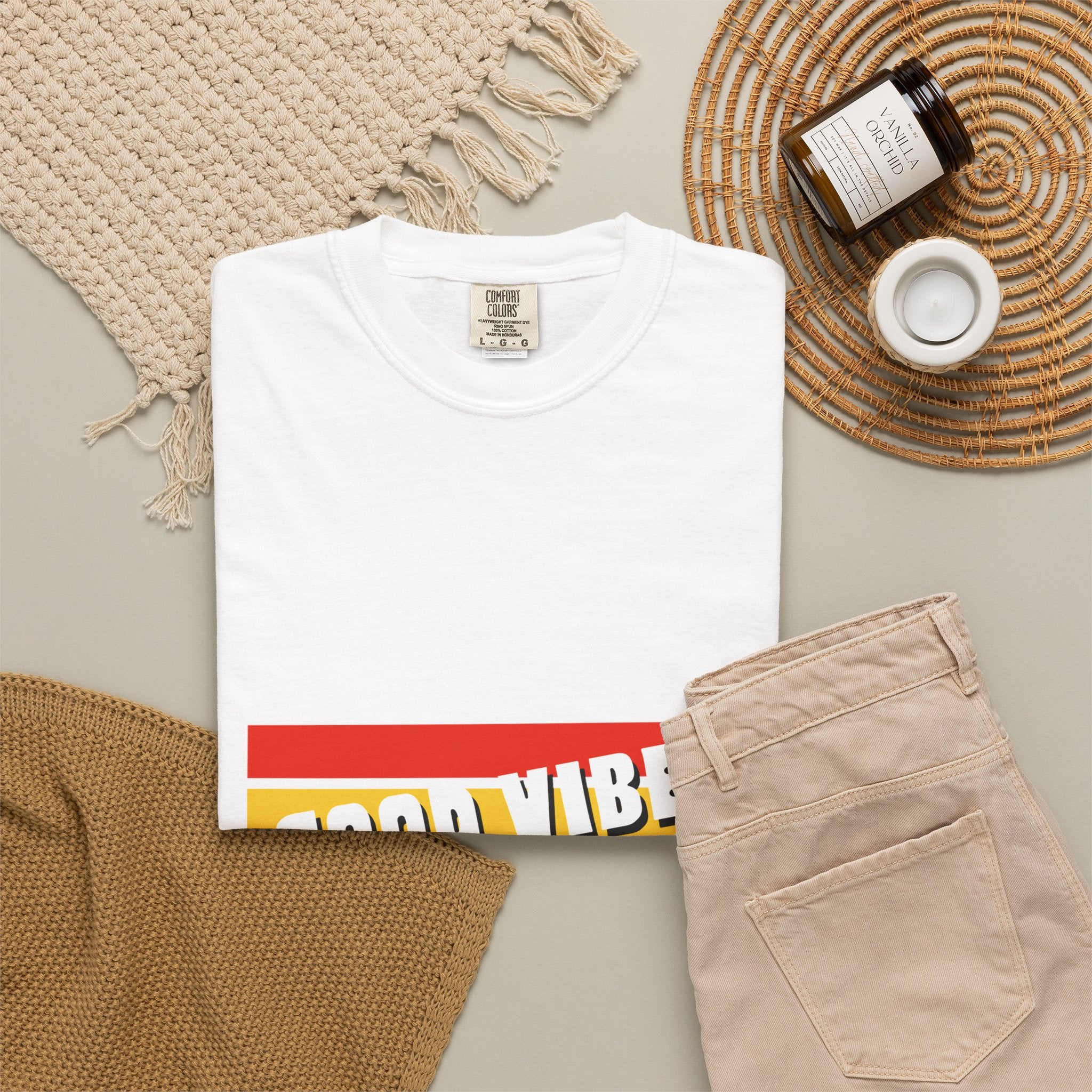 Good Vibes T-Shirt — Retro Stripes “Mind Positive Vibes, Positive Life”