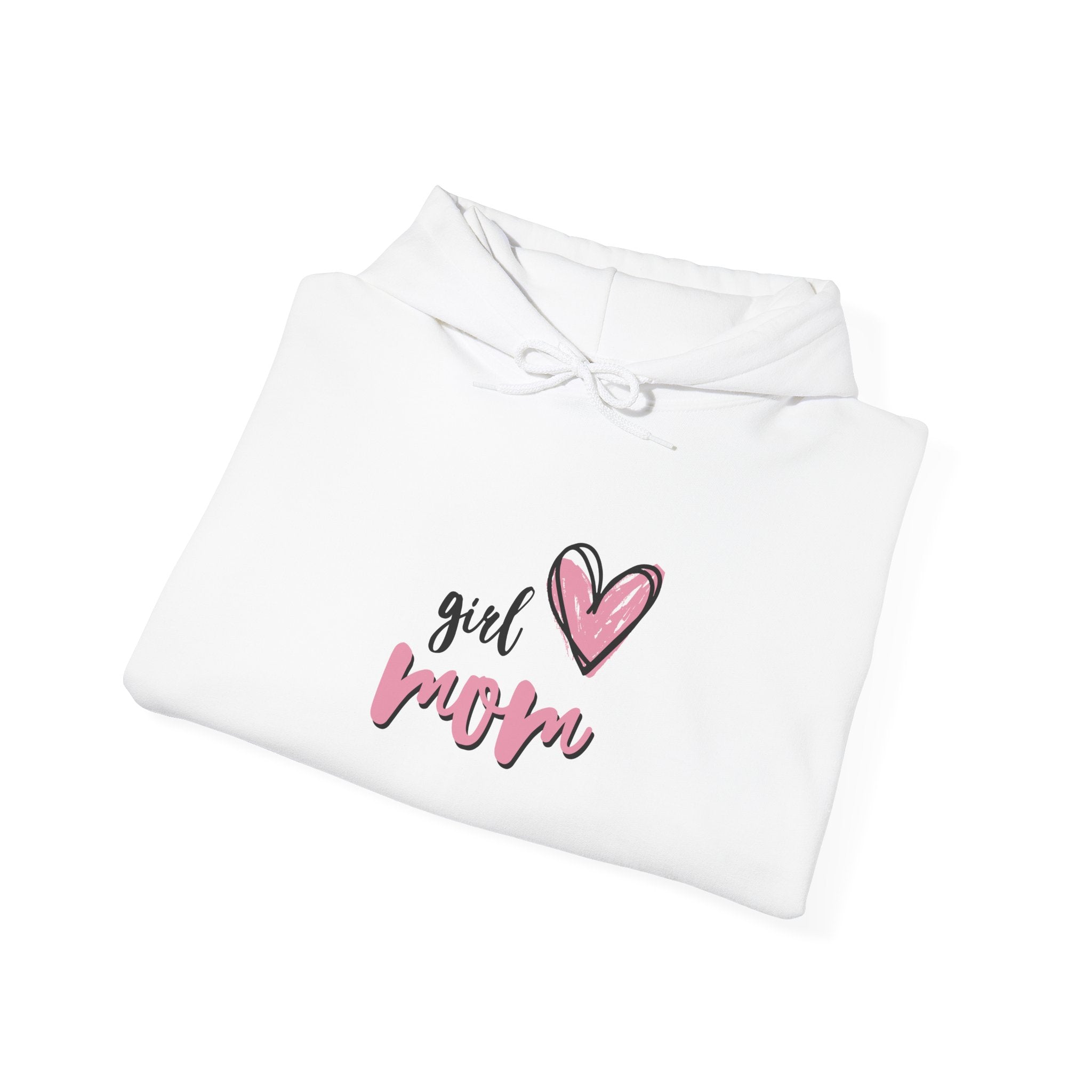 Girl Mom Hoodie — Cute Pink Heart Mom Sweatshirt, Mother’s Day Gift