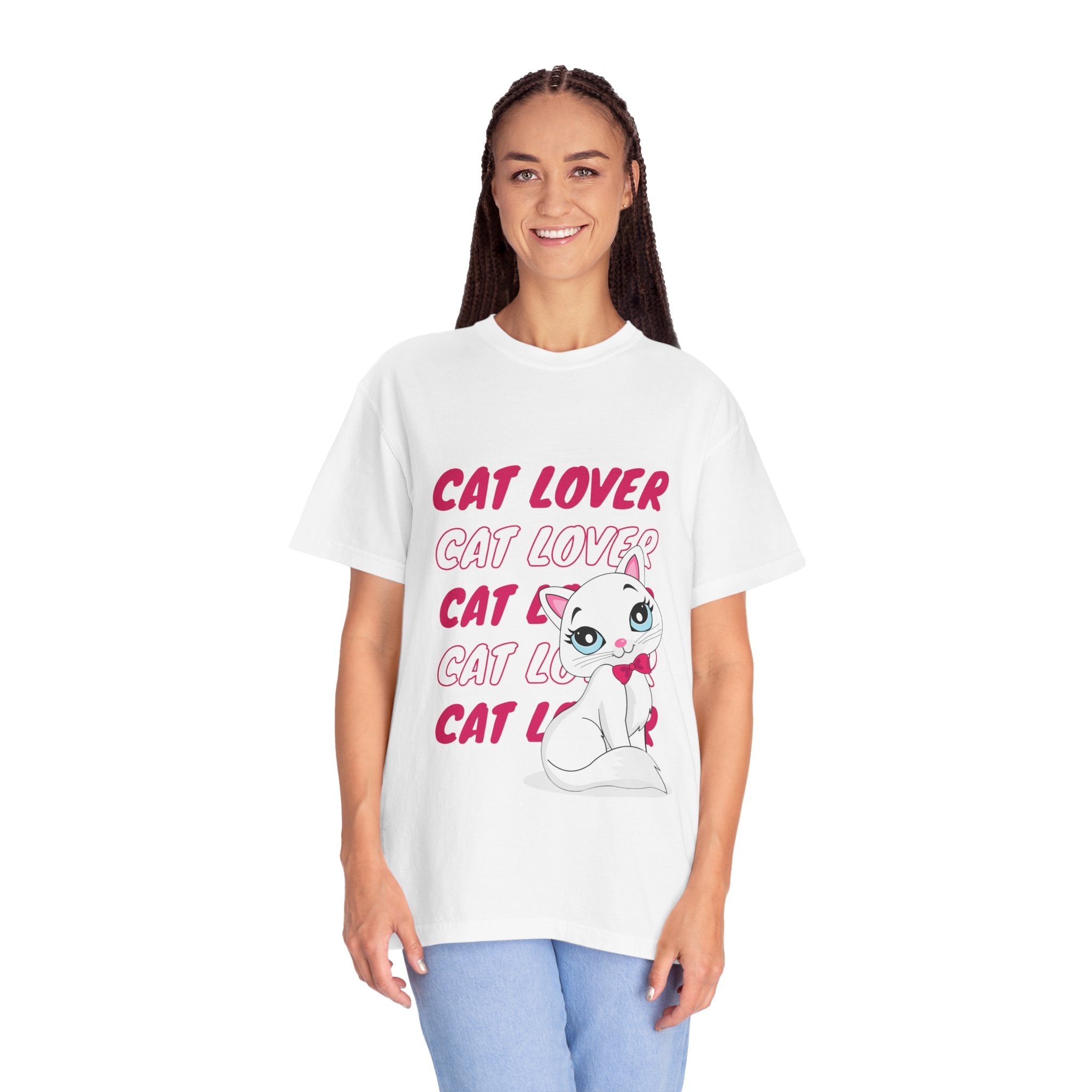 Cat Lover T-Shirt — Cute White Kitten Graphic Tee for Cat Moms & Fans