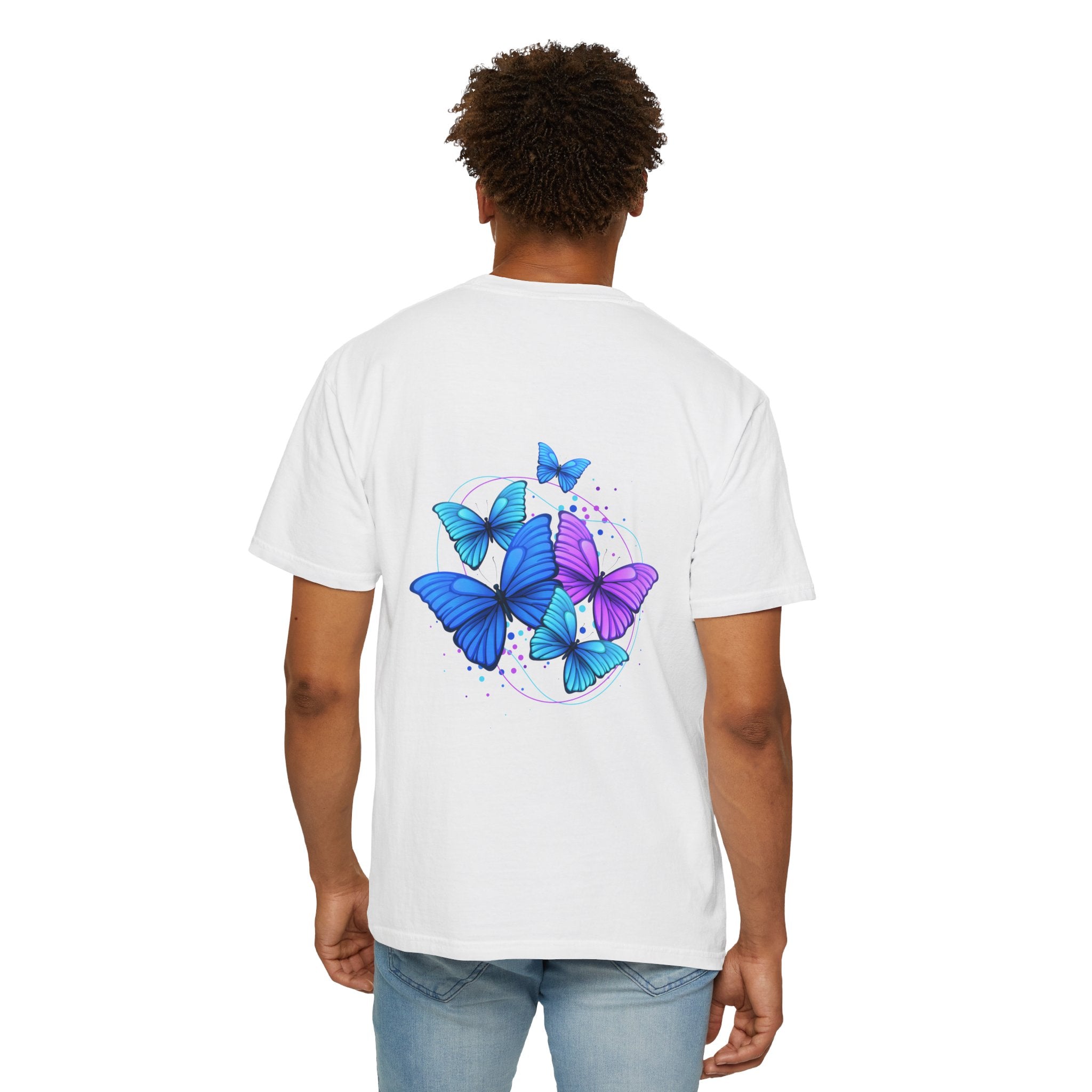 Butterfly Cluster T‑Shirt — Blue & Purple Wings Graphic Tee