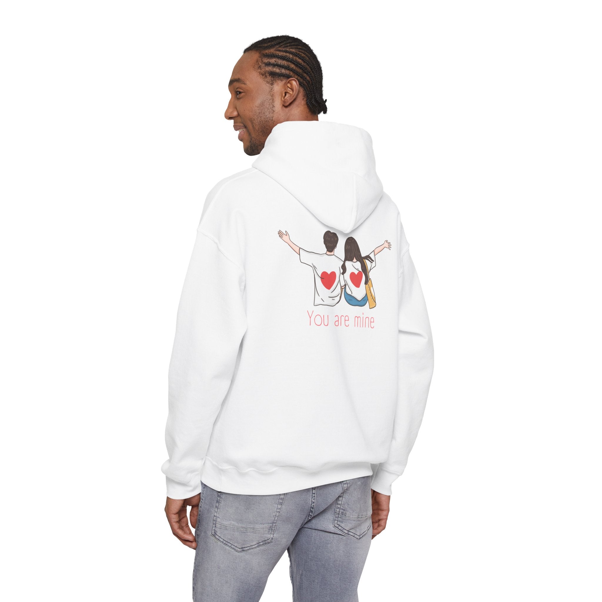 Cute Couples Hoodie — "You Are Mine" Matching Heart Back Design