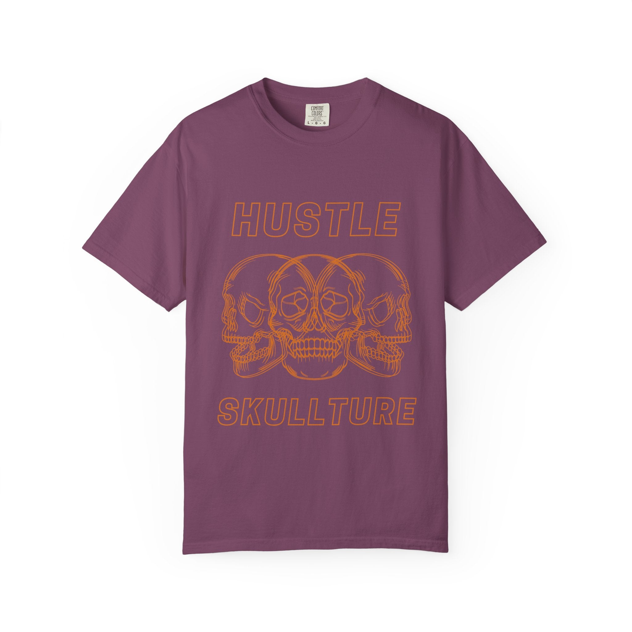 Hustle Skullture Tee — Vintage Skull Graphic T-Shirt for Streetwear & Edgy Style
