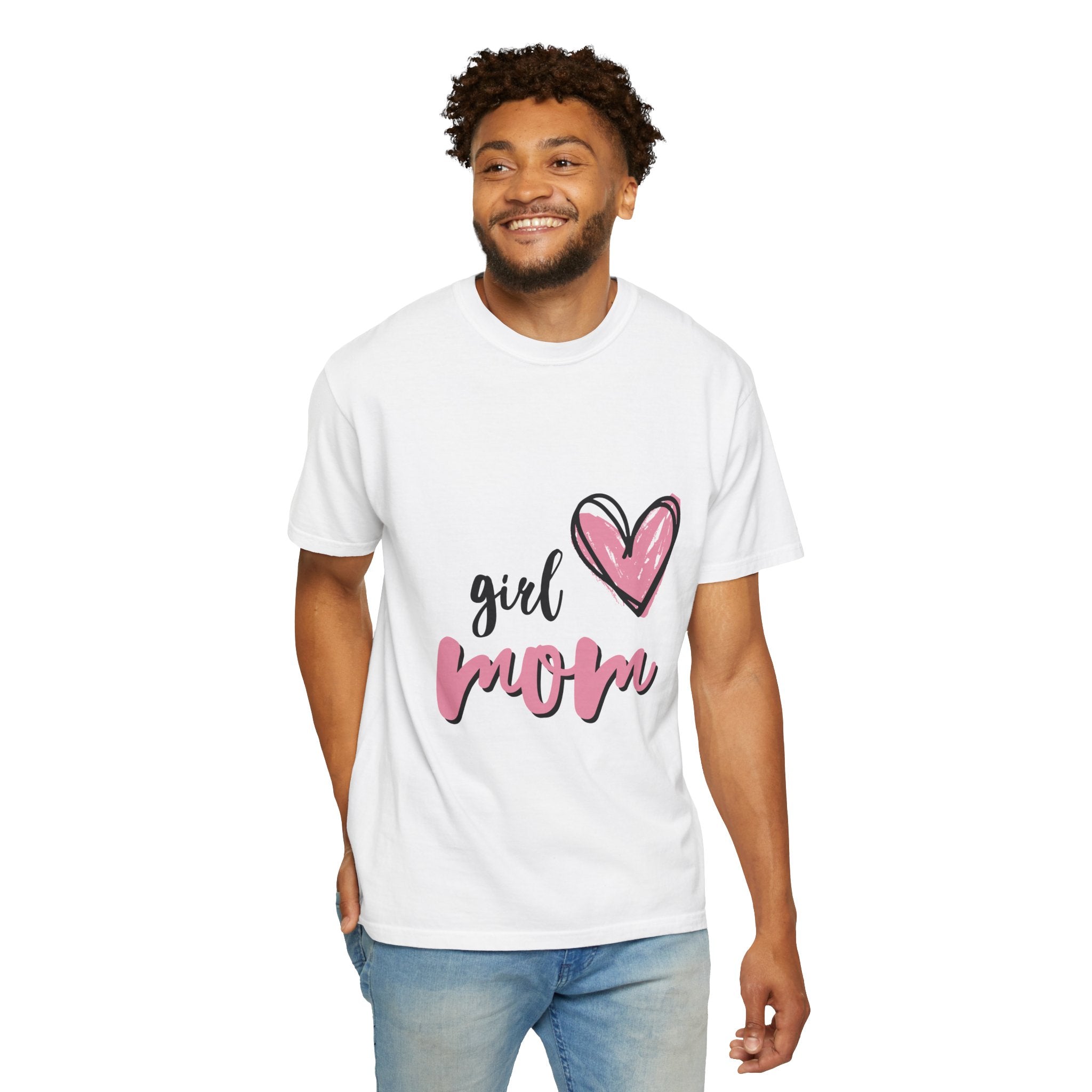 Girl Mom T-Shirt — Pink Heart Mom Shirt for New & Proud Mothers