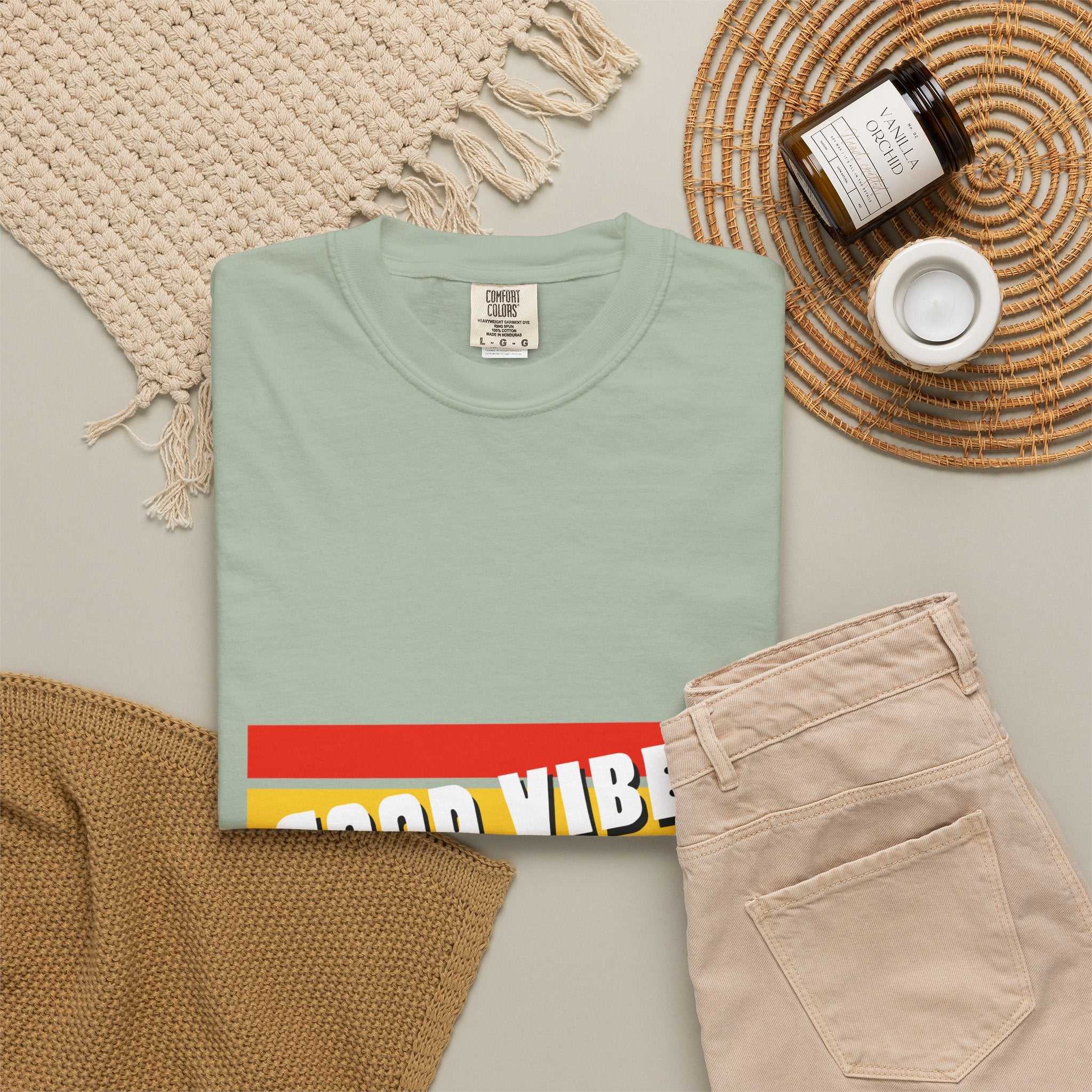 Good Vibes T-Shirt — Retro Stripes “Mind Positive Vibes, Positive Life”