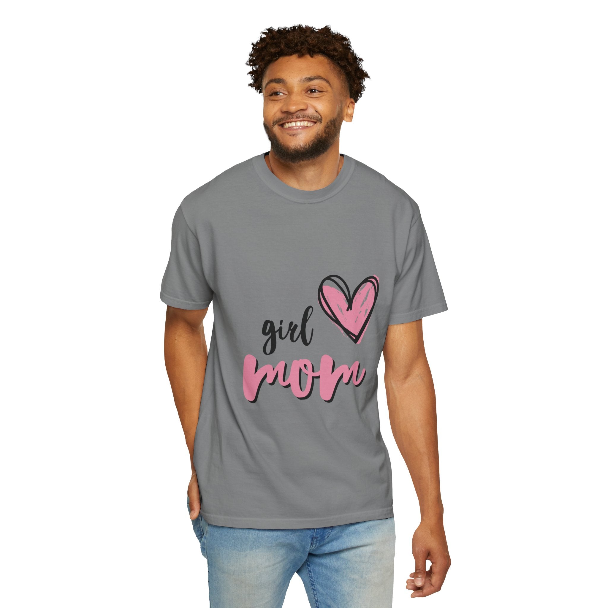 Girl Mom T-Shirt — Pink Heart Mom Shirt for New & Proud Mothers