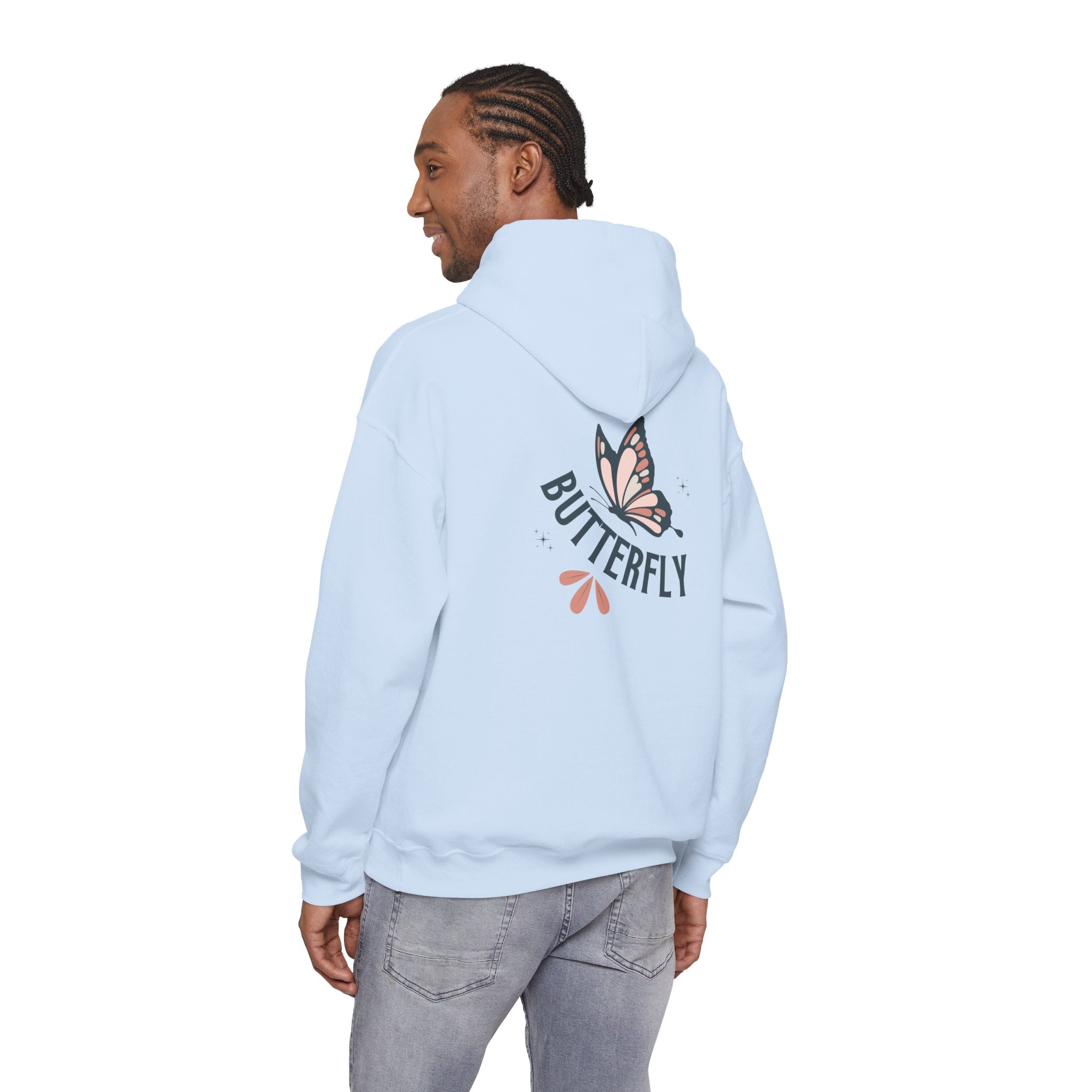 Butterfly Hoodie — Floral Pink Butterfly Graphic Pullover