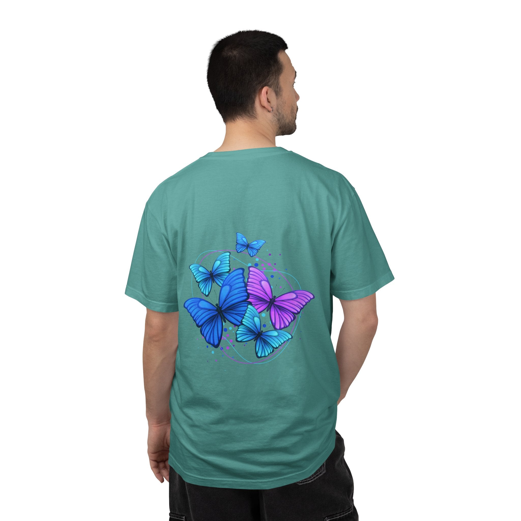 Butterfly Cluster T‑Shirt — Blue & Purple Wings Graphic Tee