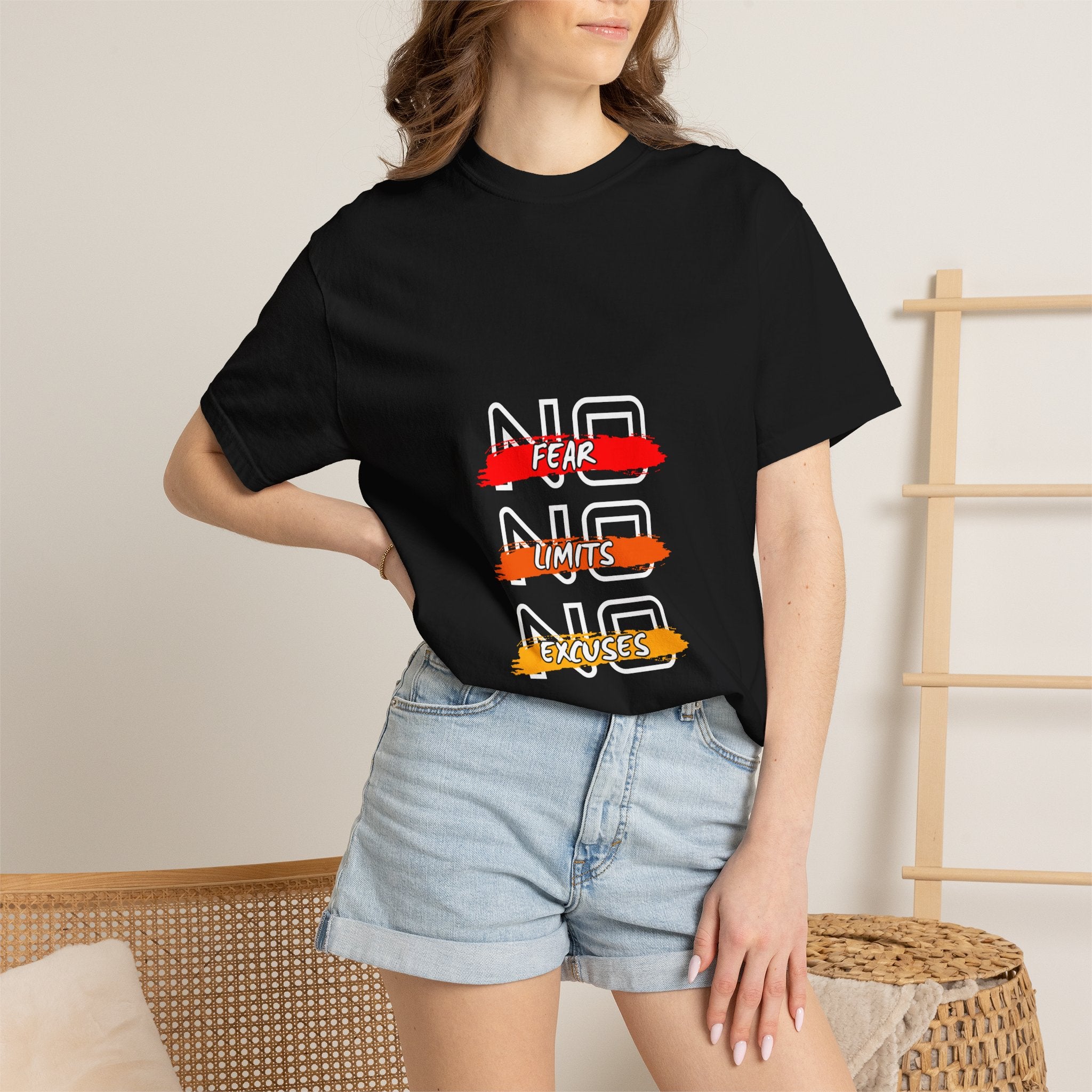 T-Shirt — "No Fear, No Limits, No Excuses" Motivational Graphic Tee