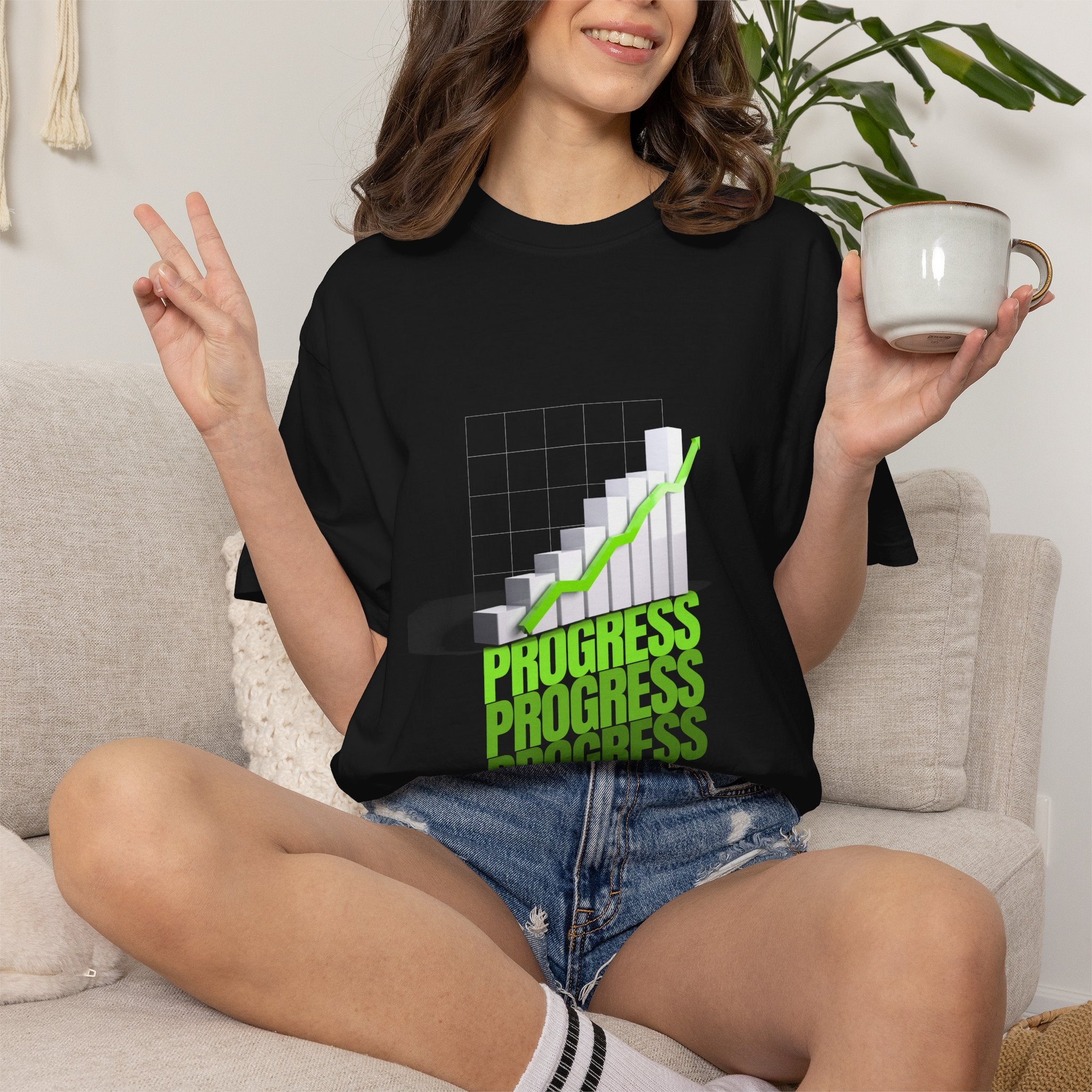 Progress Bar T-Shirt — Motivational 'PROGRESS' Graphic Tee