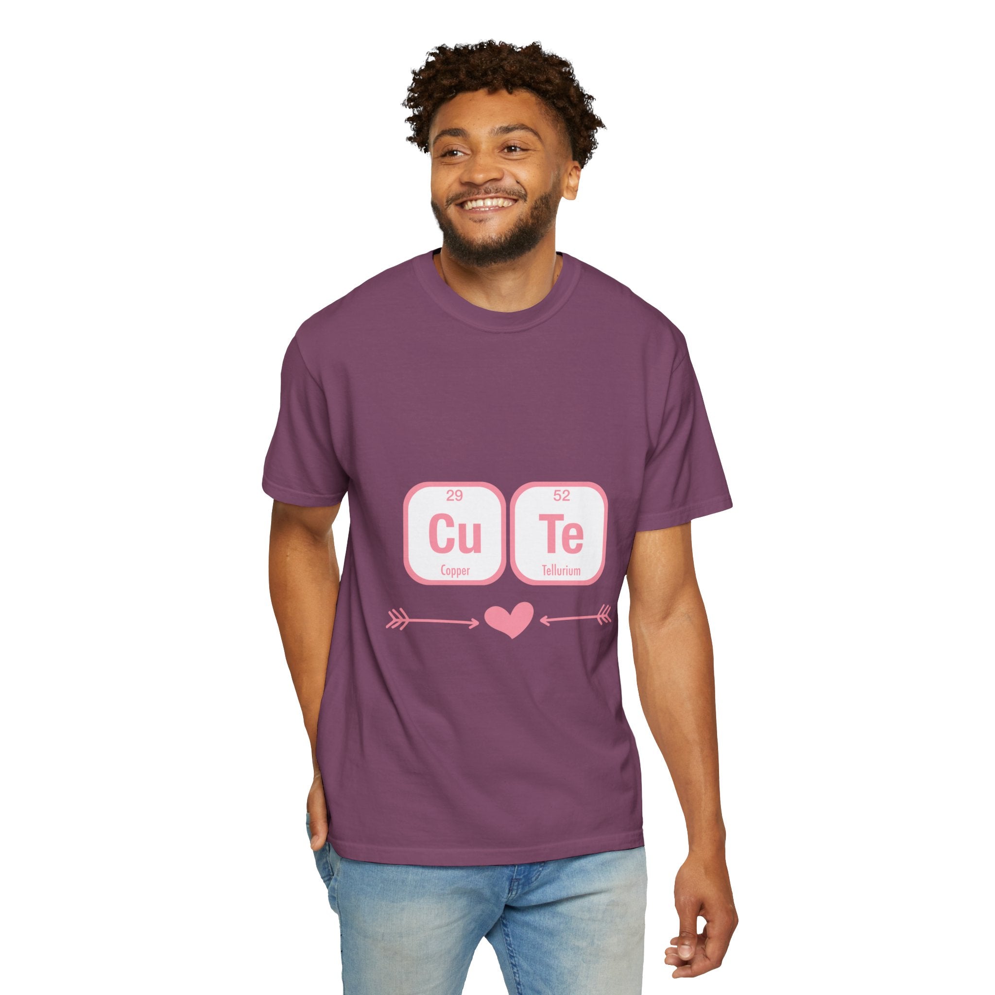 Cute Chemistry Tee — "Cu Te" Element Heart Graphic T-Shirt