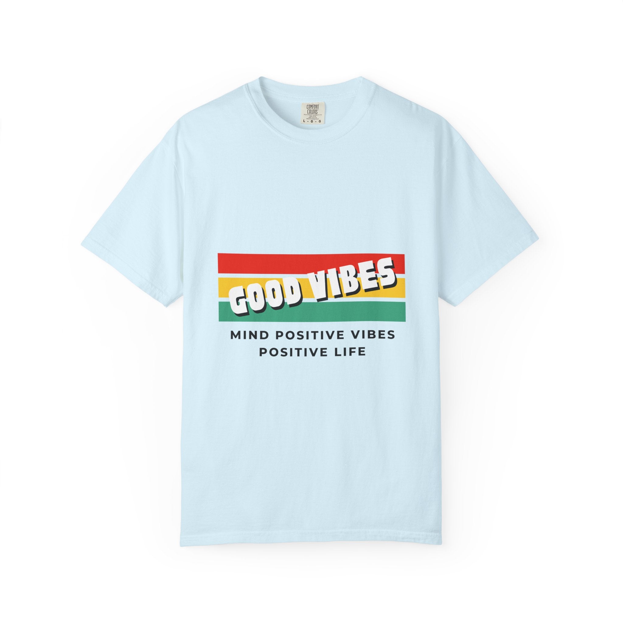 Good Vibes T-Shirt — Retro Stripes “Mind Positive Vibes, Positive Life”