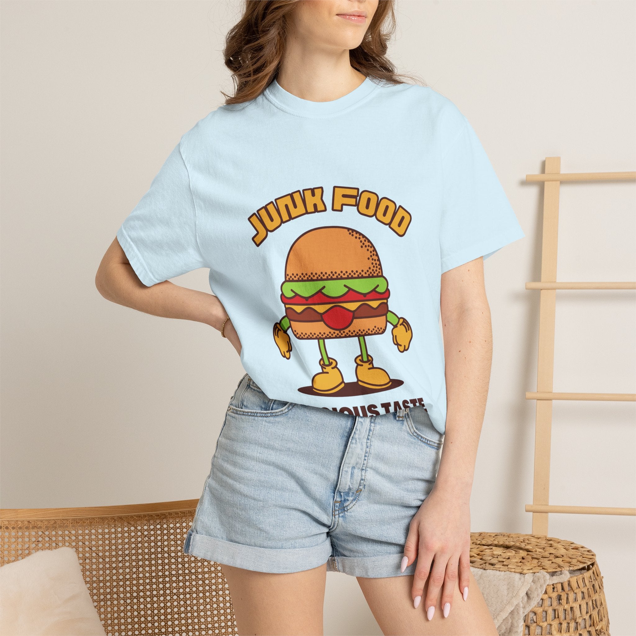 Junk Food Burger T-Shirt — Cute Retro ‘Delicious Taste’ Graphic Tee