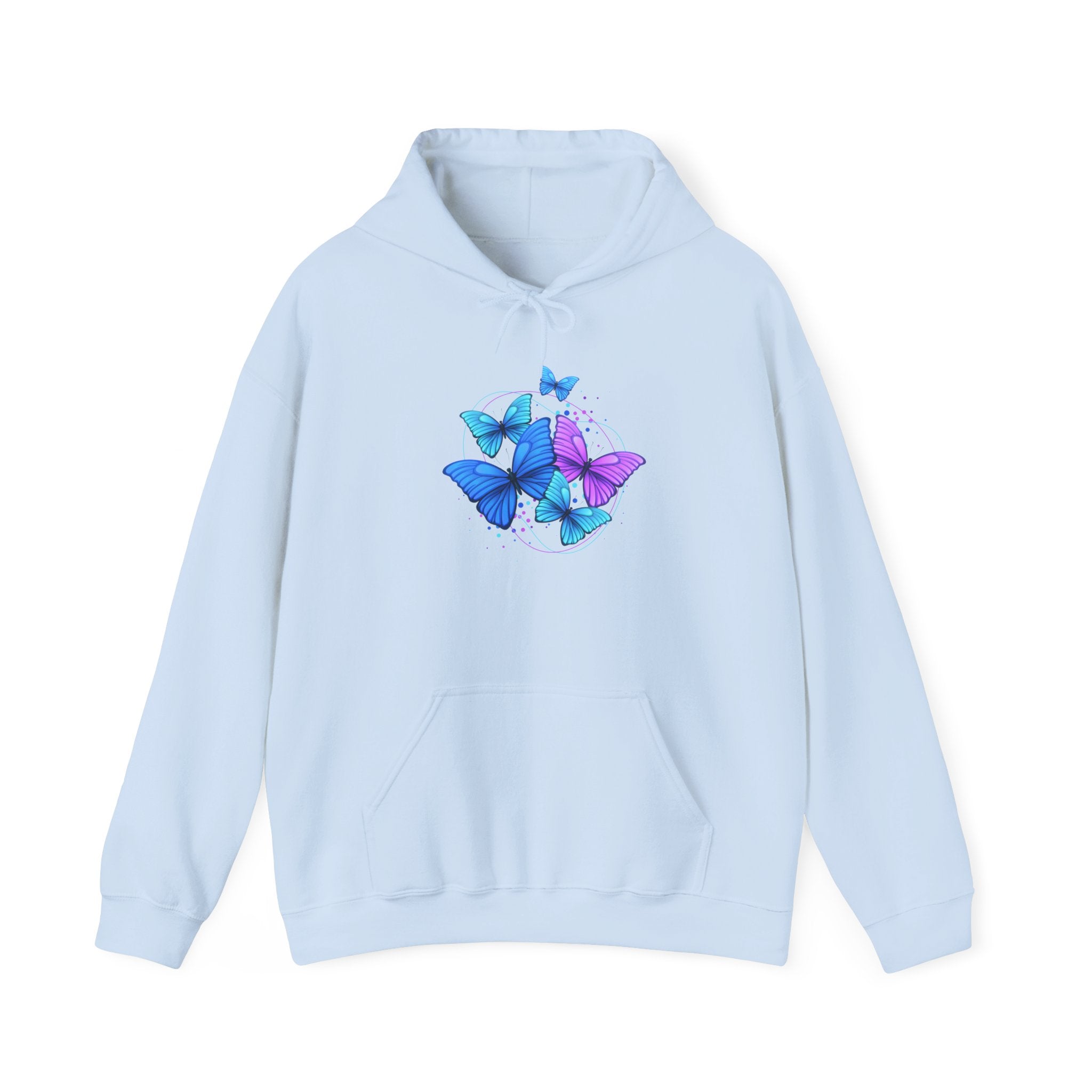 Butterfly Cluster Hoodie – Blue & Purple Butterfly Graphic Sweatshirt