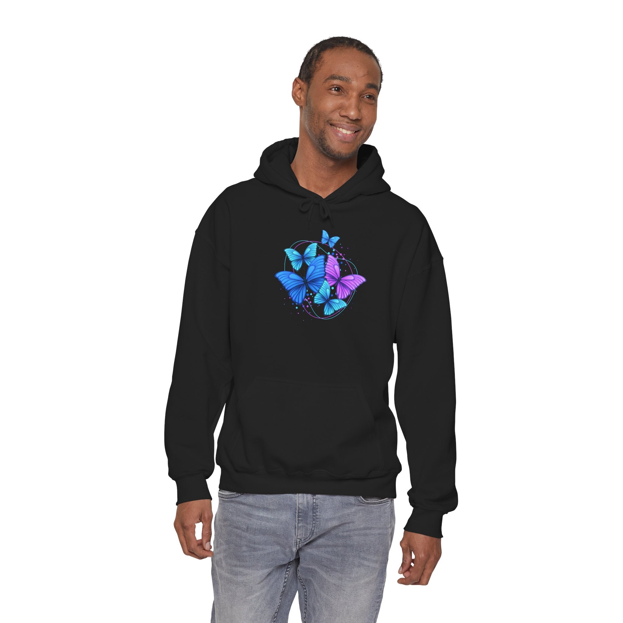 Butterfly Cluster Hoodie – Blue & Purple Butterfly Graphic Sweatshirt