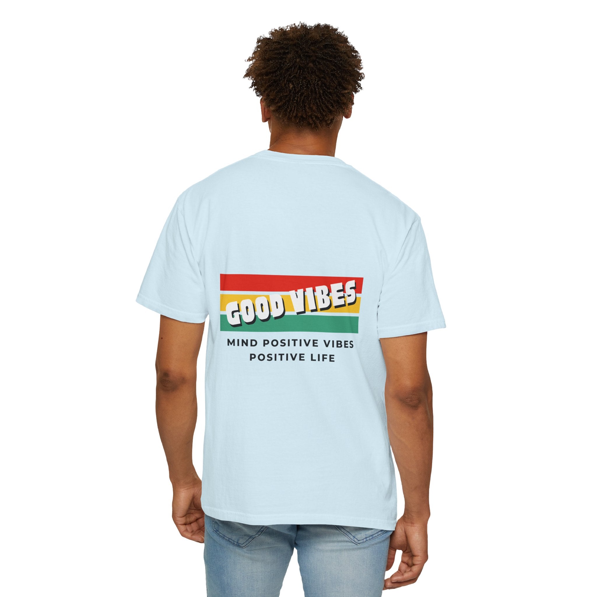 Good Vibes T-Shirt — Retro Stripes “Mind Positive Vibes, Positive Life”