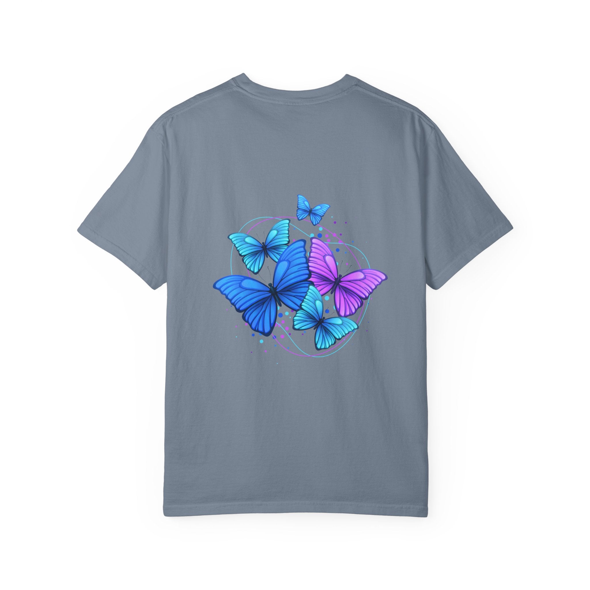 Butterfly Cluster T‑Shirt — Blue & Purple Wings Graphic Tee