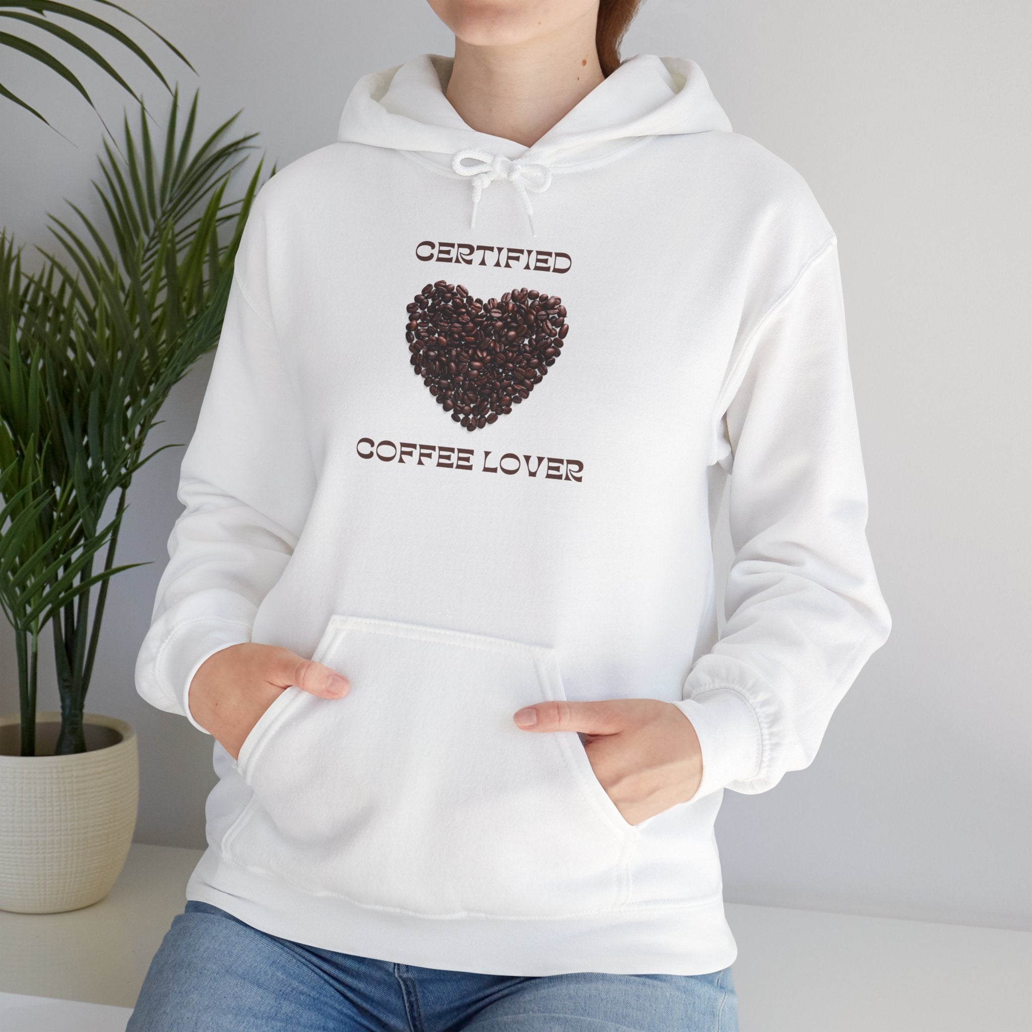 Coffee Lover Hoodie — "Certified Coffee Lover" Heart of Coffee Beans Pullover