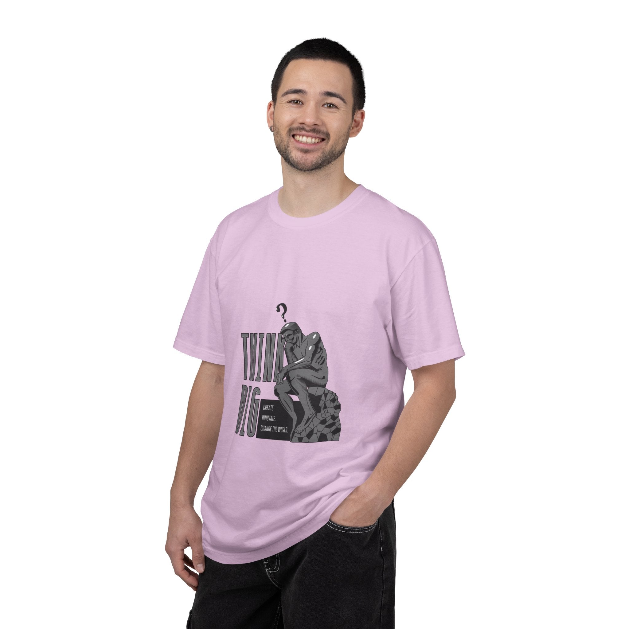 Think Big T-Shirt — Motivational Graphic Tee with Thinking Man Design
