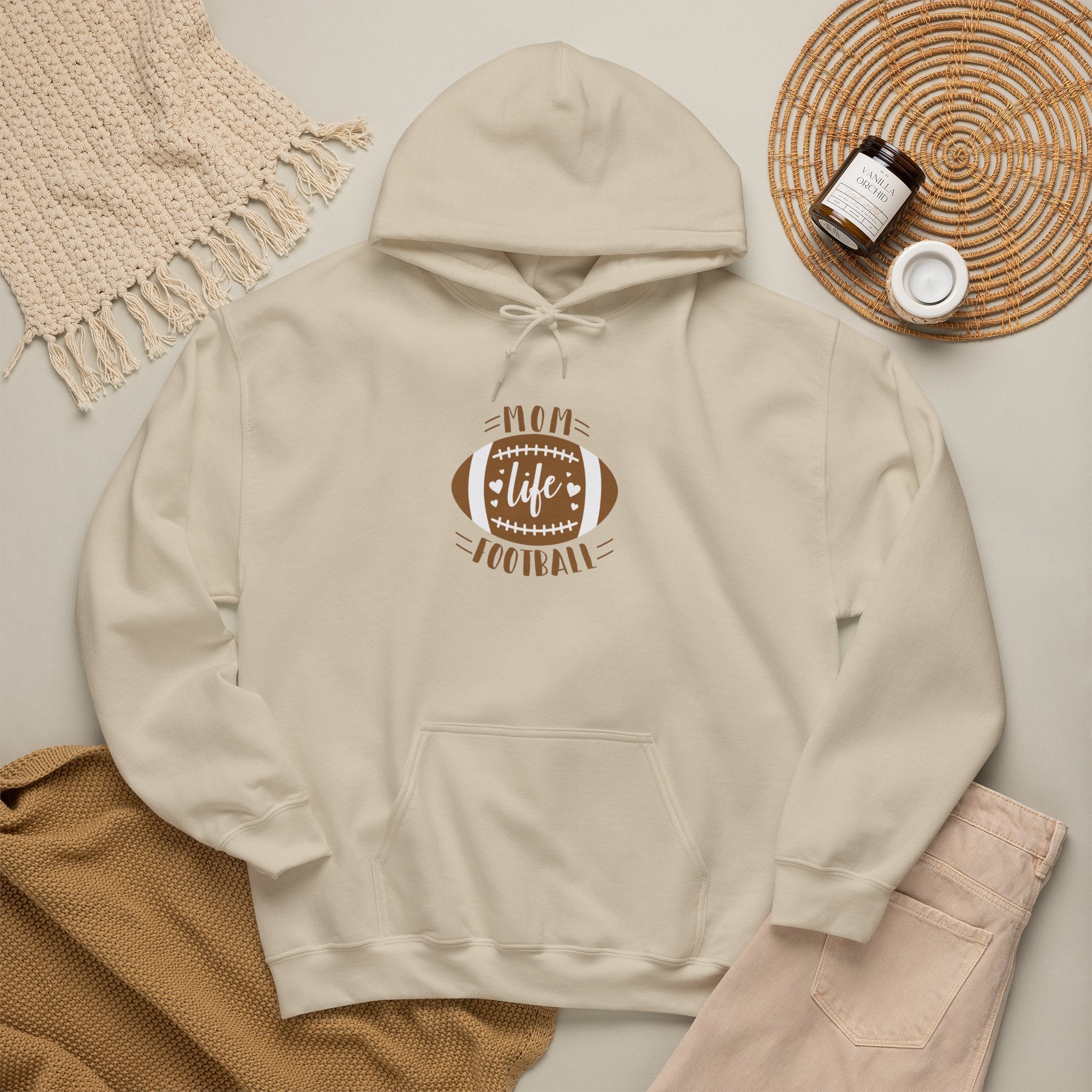Football Mom Hoodie - "Mom Life Football" Pullover for Game Day