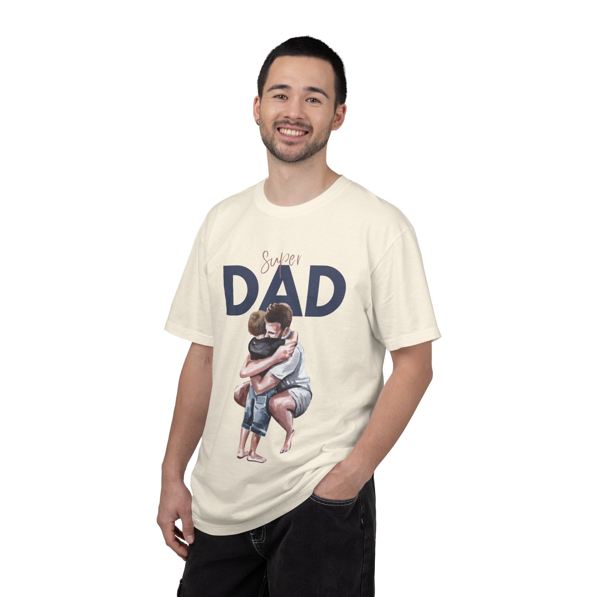 Father & Son Hug T-Shirt — Super Dad Graphic Tee for Father's Day