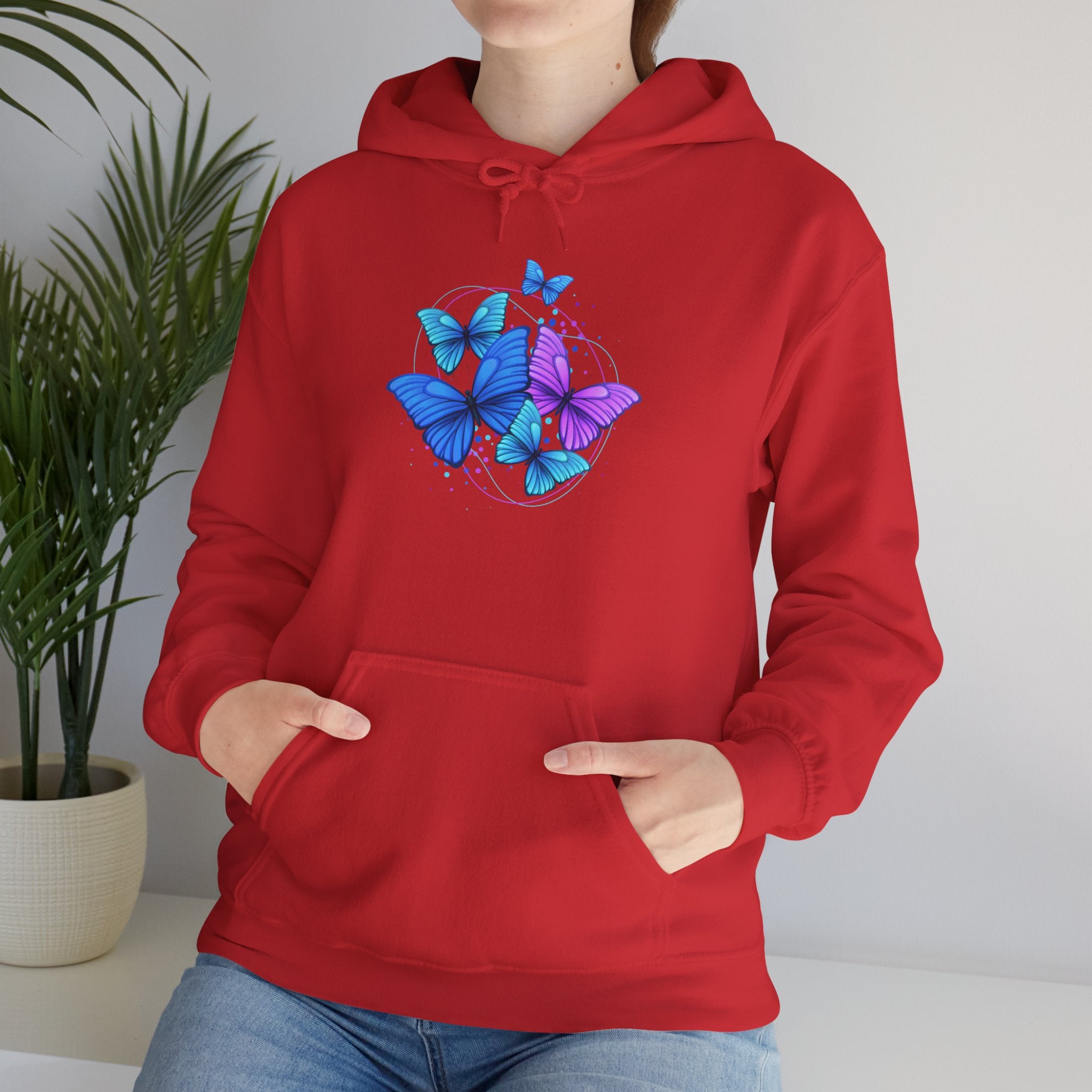 Butterfly Cluster Hoodie – Blue & Purple Butterfly Graphic Sweatshirt