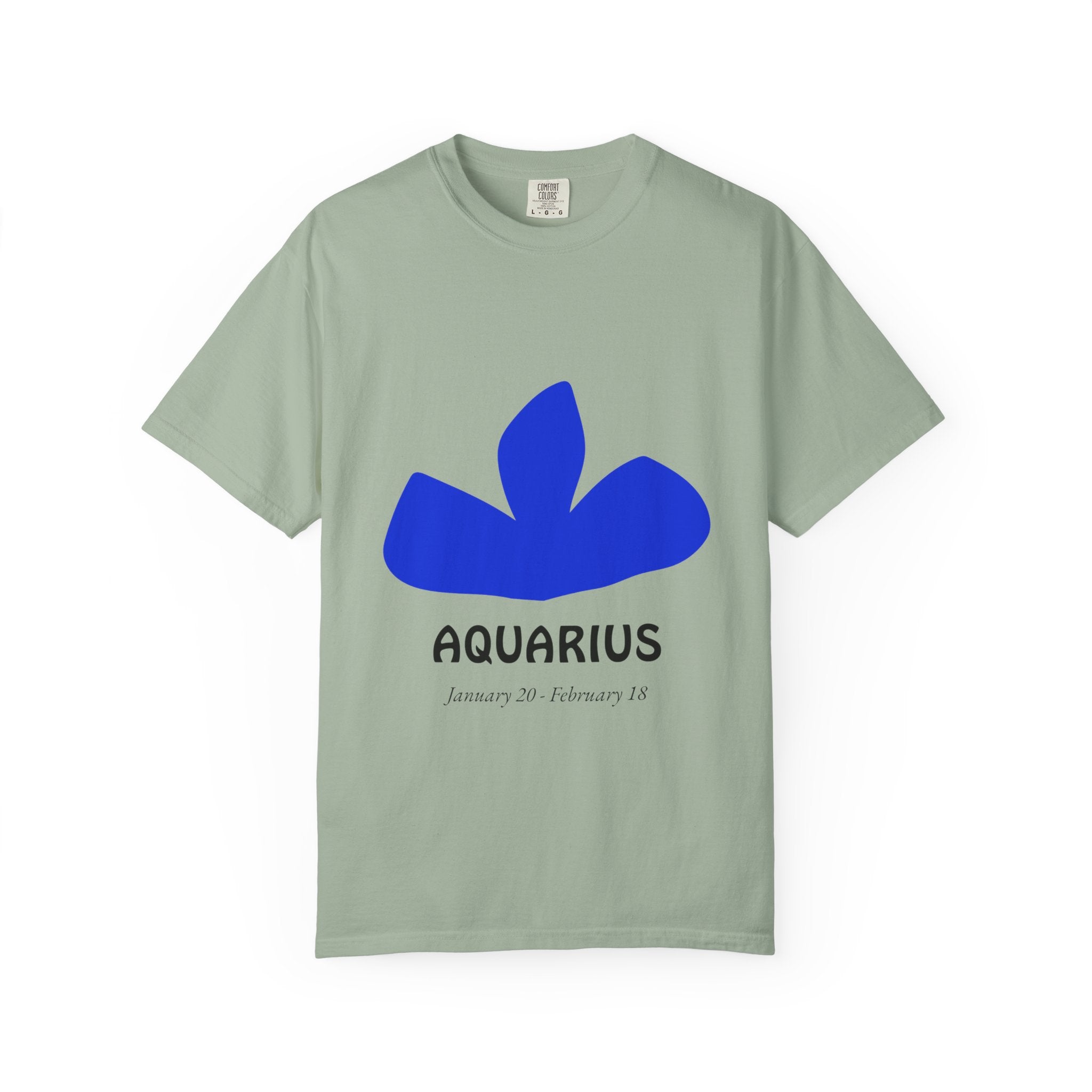 Aquarius Zodiac T-Shirt — Bold Blue Symbol, January 20–February 18 Astrology Tee