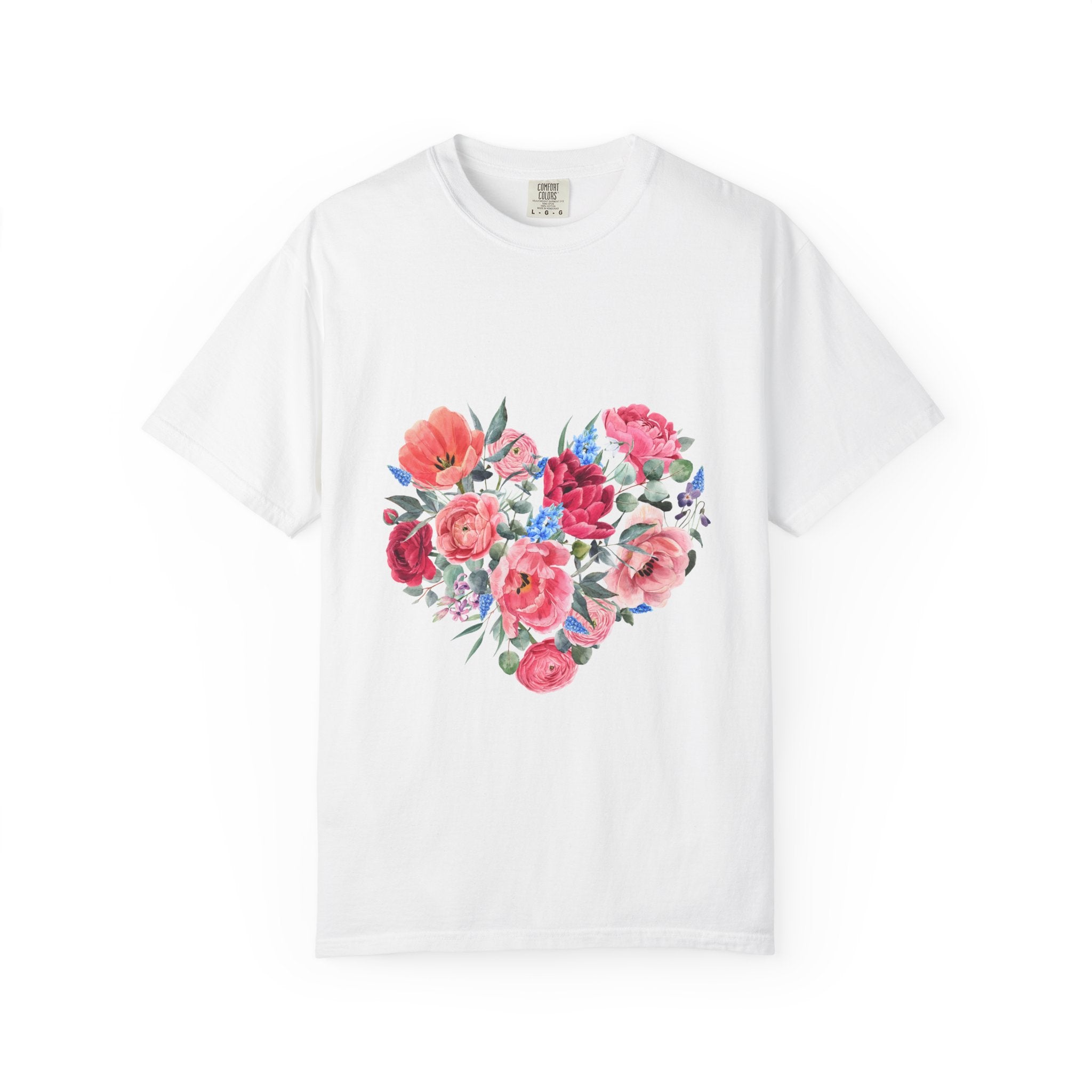 Floral Heart T-Shirt – Watercolor Rose Heart Graphic Tee (Valentine’s Day, Mother's Day)