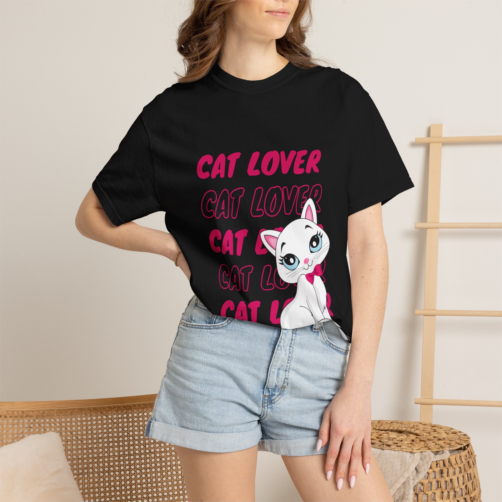Cat Lover T-Shirt — Cute White Kitten Graphic Tee for Cat Moms & Fans
