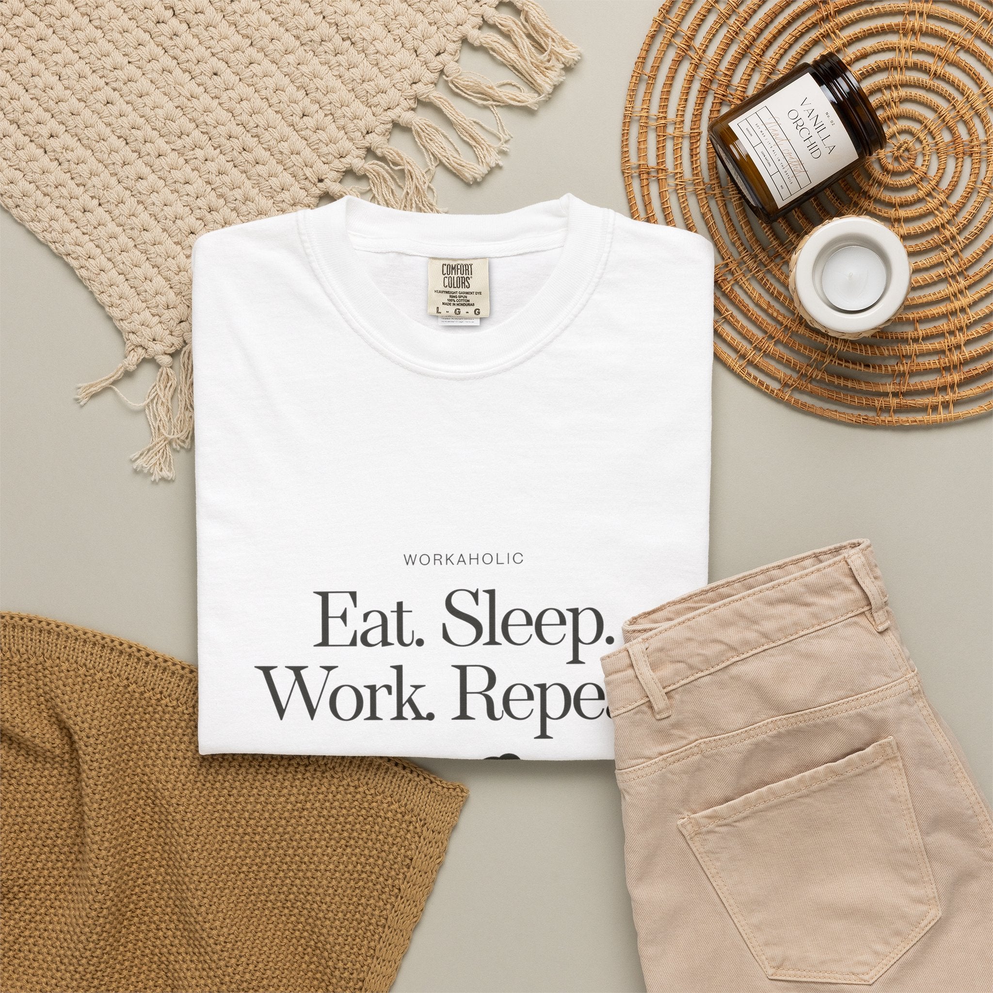 Eat. Sleep. Work. Repeat. Tee — Minimalist Remote Work Graphic T-Shirt