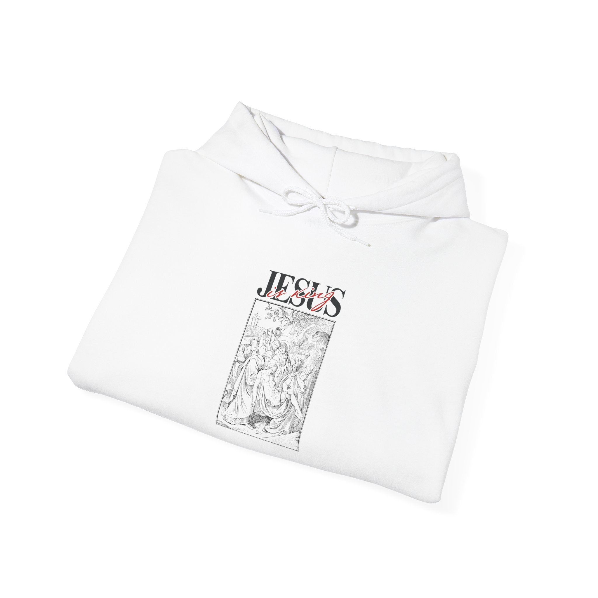 Jesus Vintage Illustration Hoodie — Retro Religious Graphic Pullover