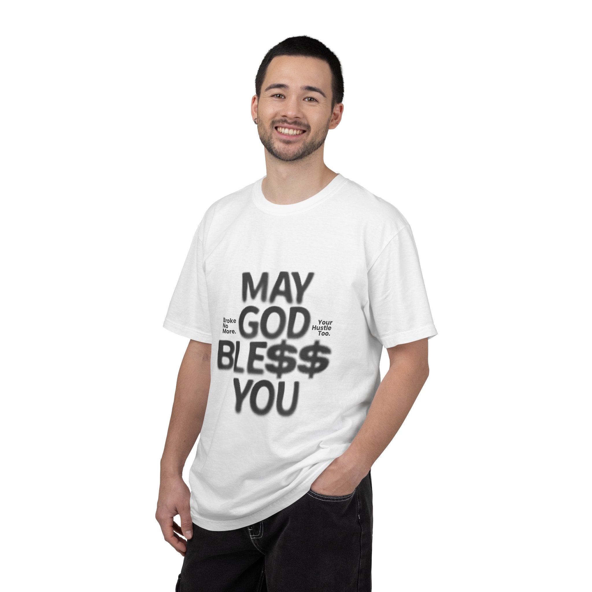 May God Bless You T-Shirt — Graphic Prayer Tee with Dollar Sign Design