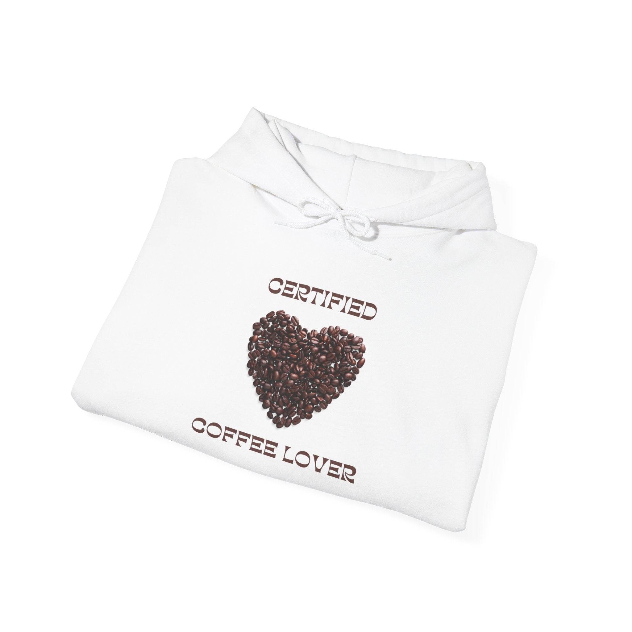 Coffee Lover Hoodie — "Certified Coffee Lover" Heart of Coffee Beans Pullover