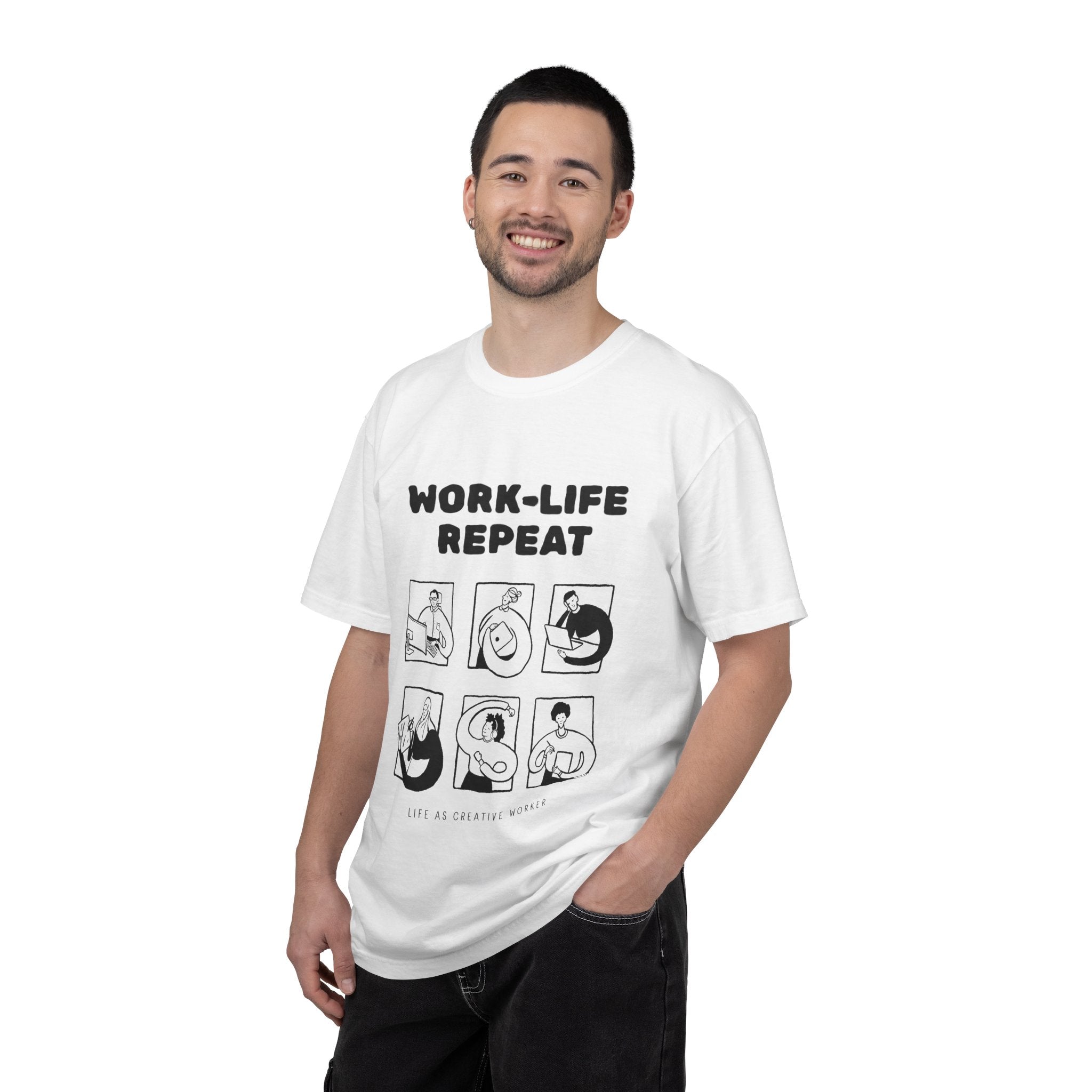 Work-Life Repeat T-Shirt — Minimalist Graphic Tee for Busy Professionals