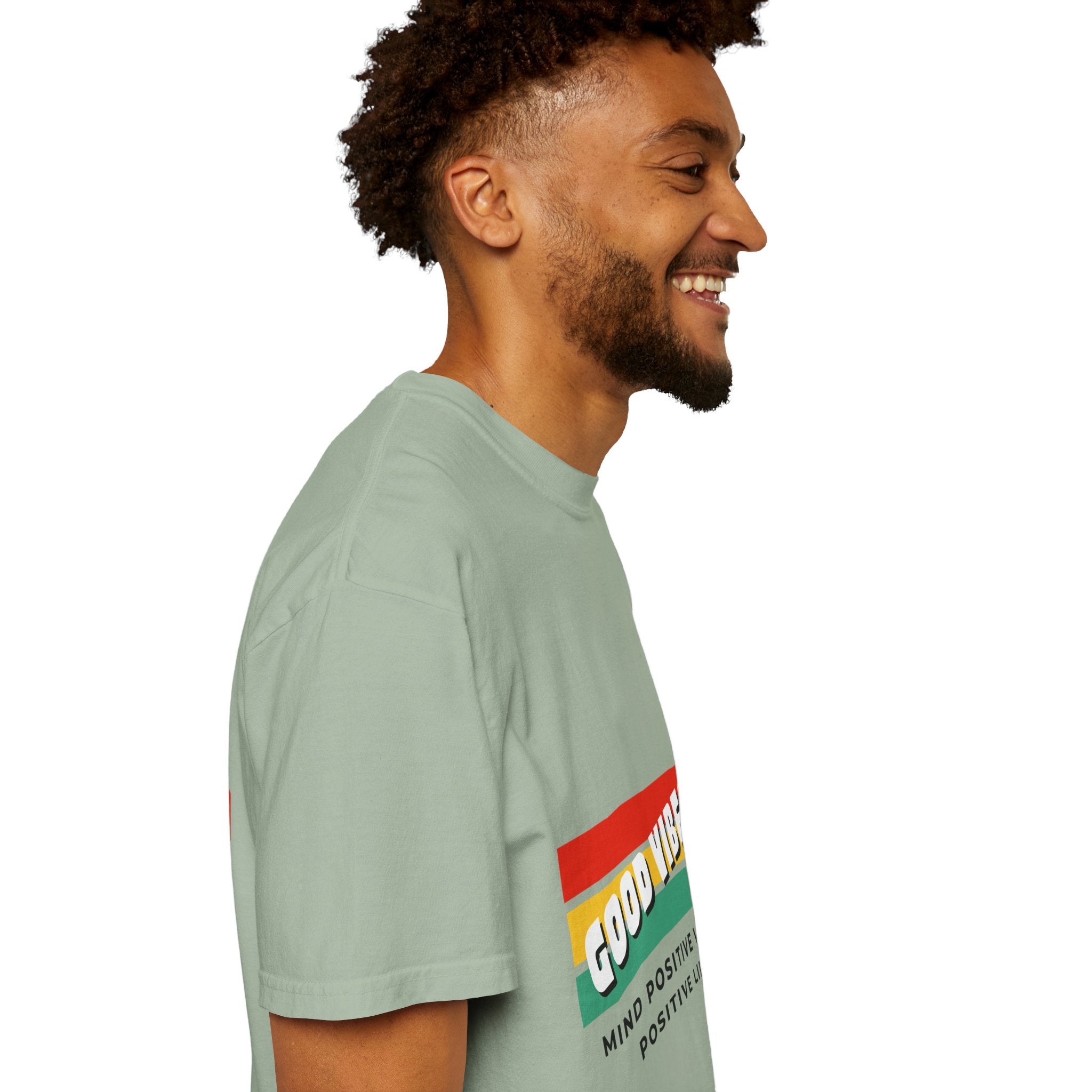 Good Vibes T-Shirt — Retro Stripes “Mind Positive Vibes, Positive Life”