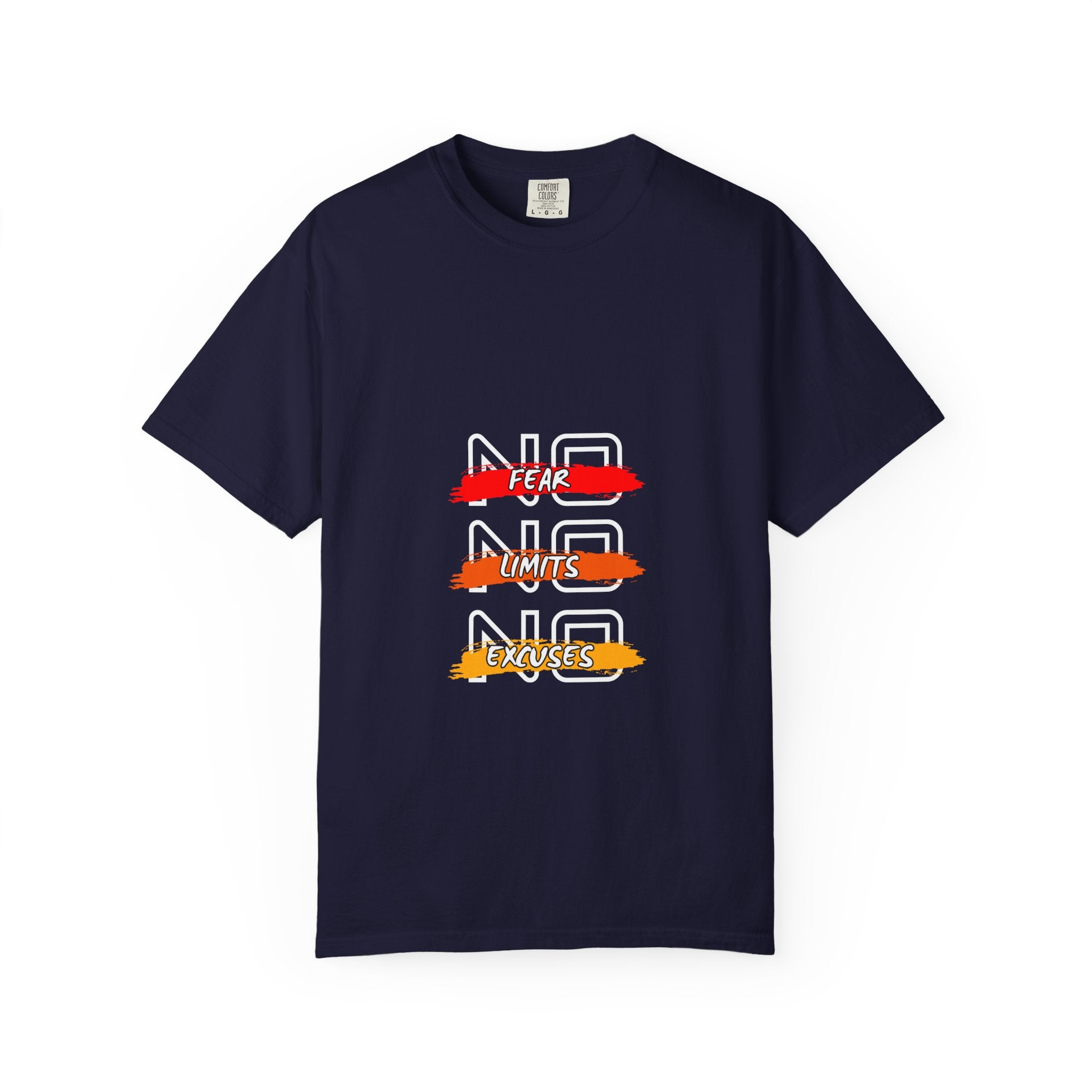 T-Shirt — "No Fear, No Limits, No Excuses" Motivational Graphic Tee
