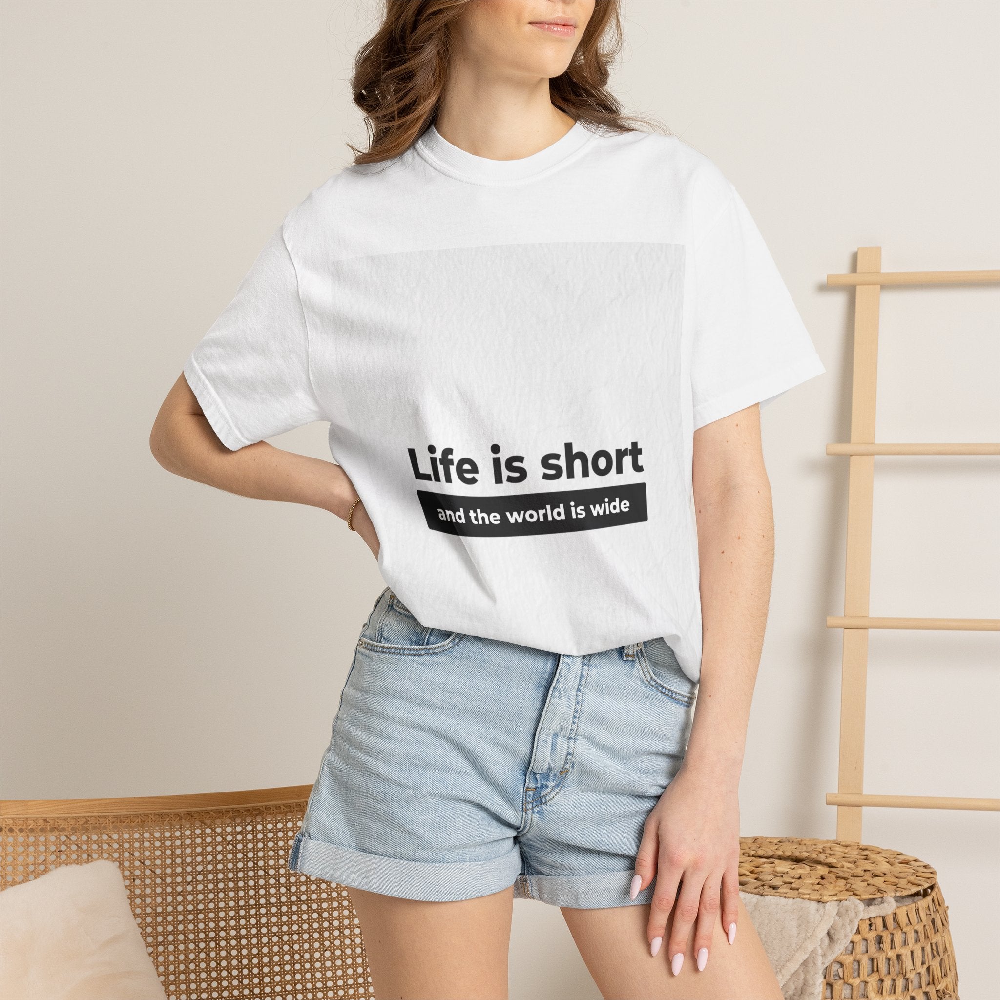 Life Is Short Travel T‑Shirt — "Life is short and the world is wide" Adventure Tee