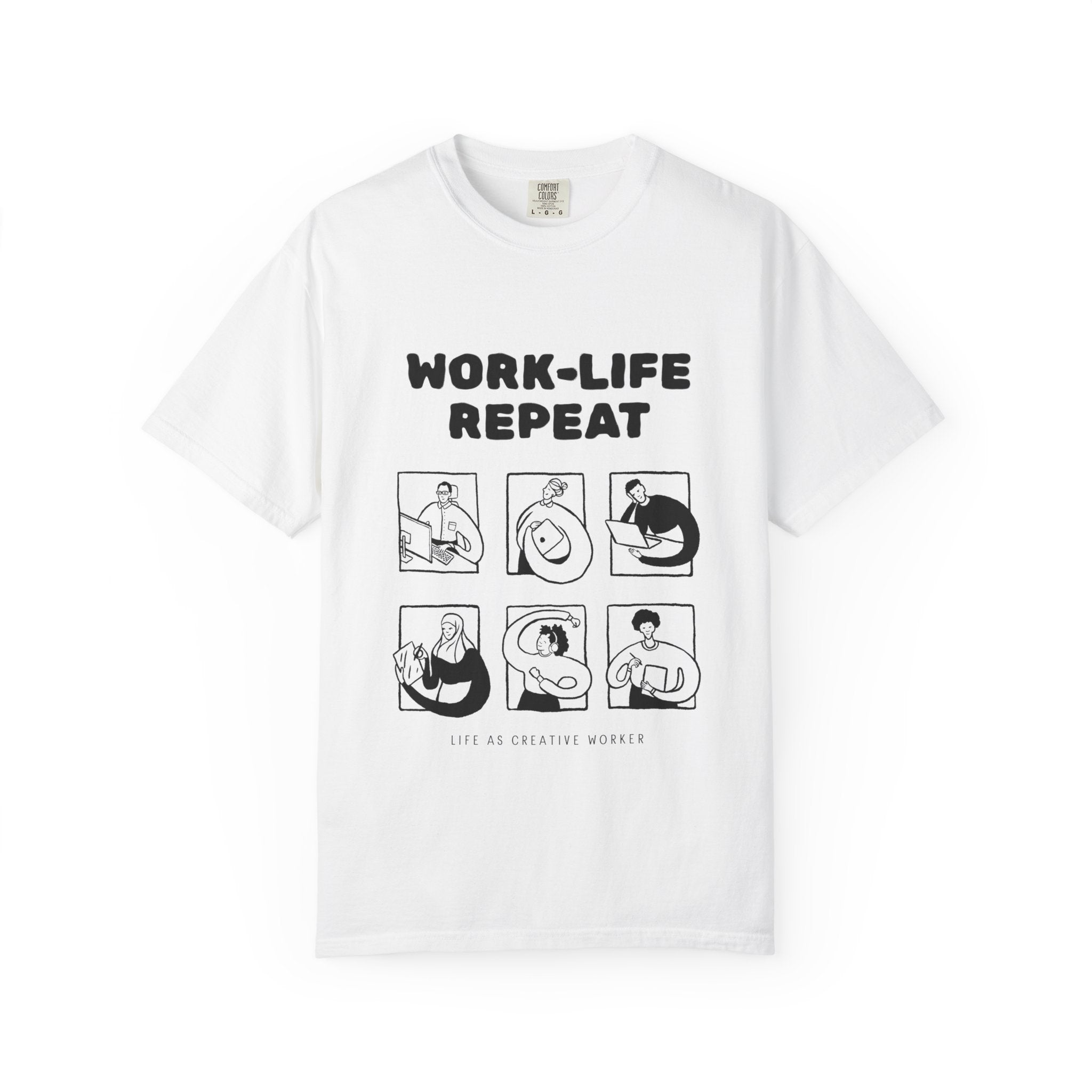 Work-Life Repeat T-Shirt — Minimalist Graphic Tee for Busy Professionals