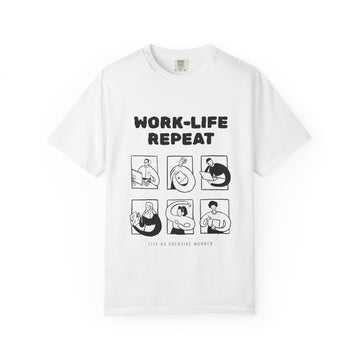 Work-Life Repeat T-Shirt — Minimalist Graphic Tee for Busy Professionals