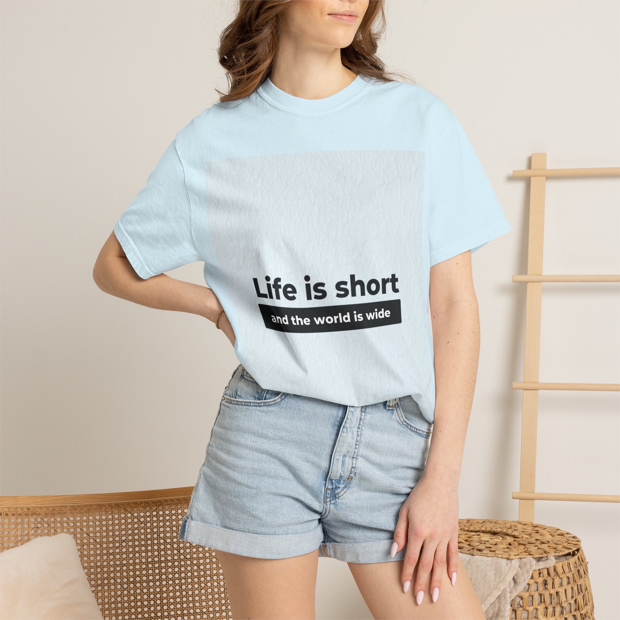Life Is Short Travel T‑Shirt — "Life is short and the world is wide" Adventure Tee
