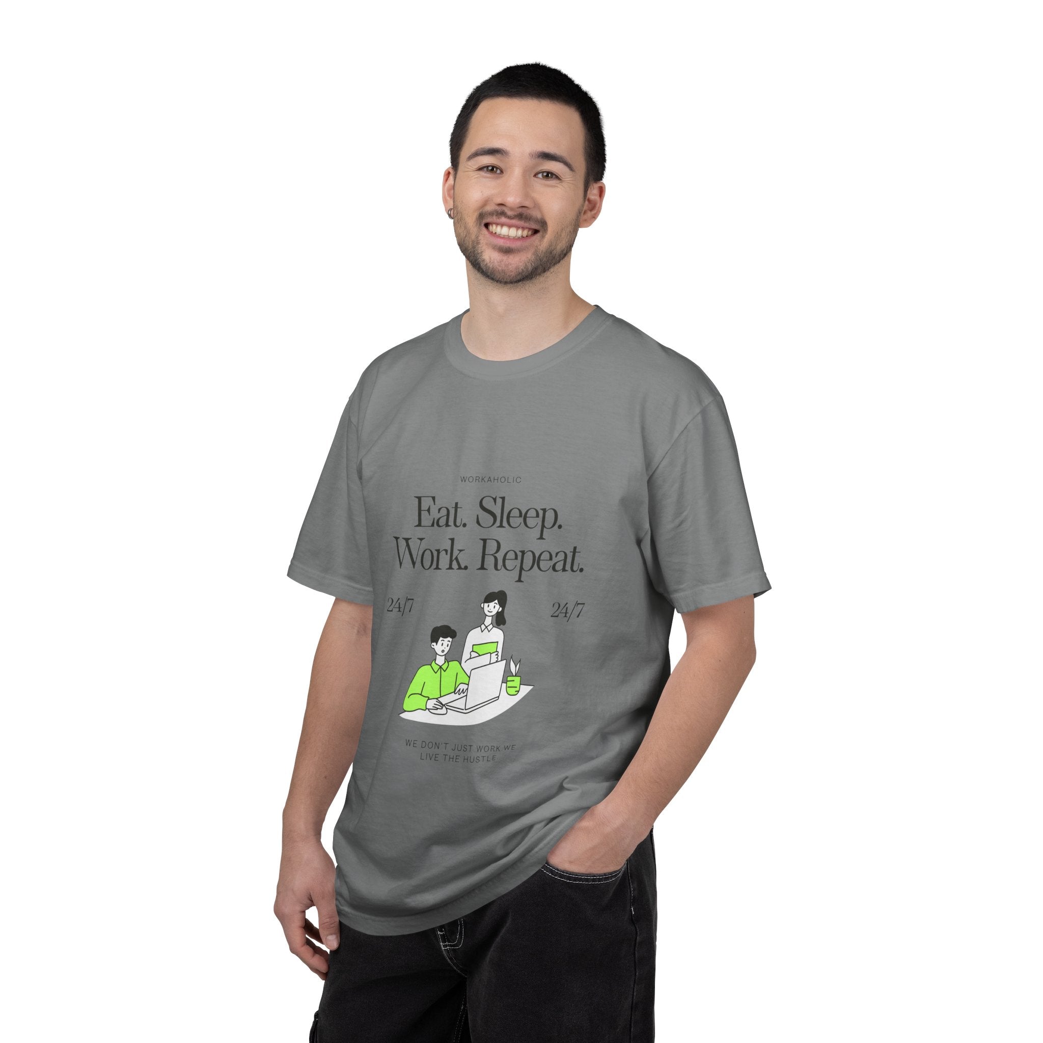 Eat. Sleep. Work. Repeat. Tee — Minimalist Remote Work Graphic T-Shirt