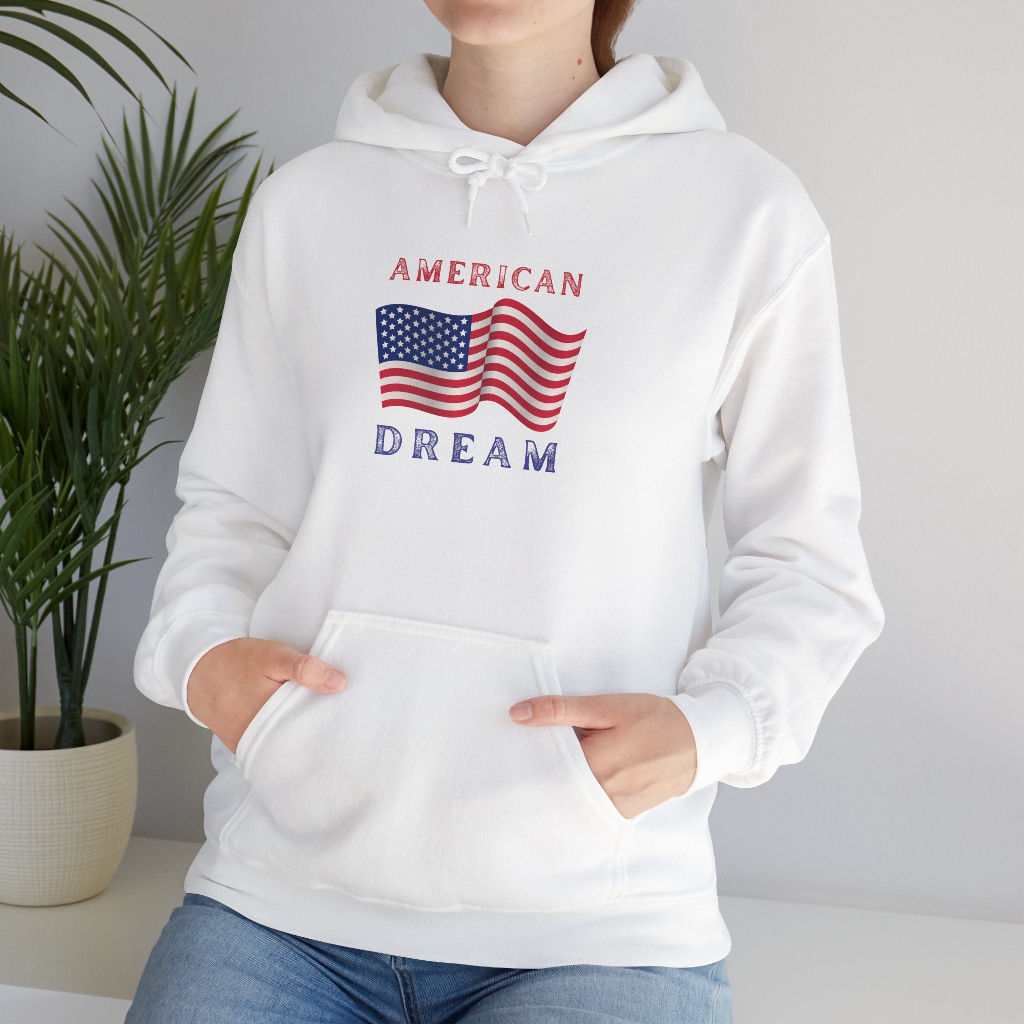American Dream Hoodie - Vintage USA Flag Pullover