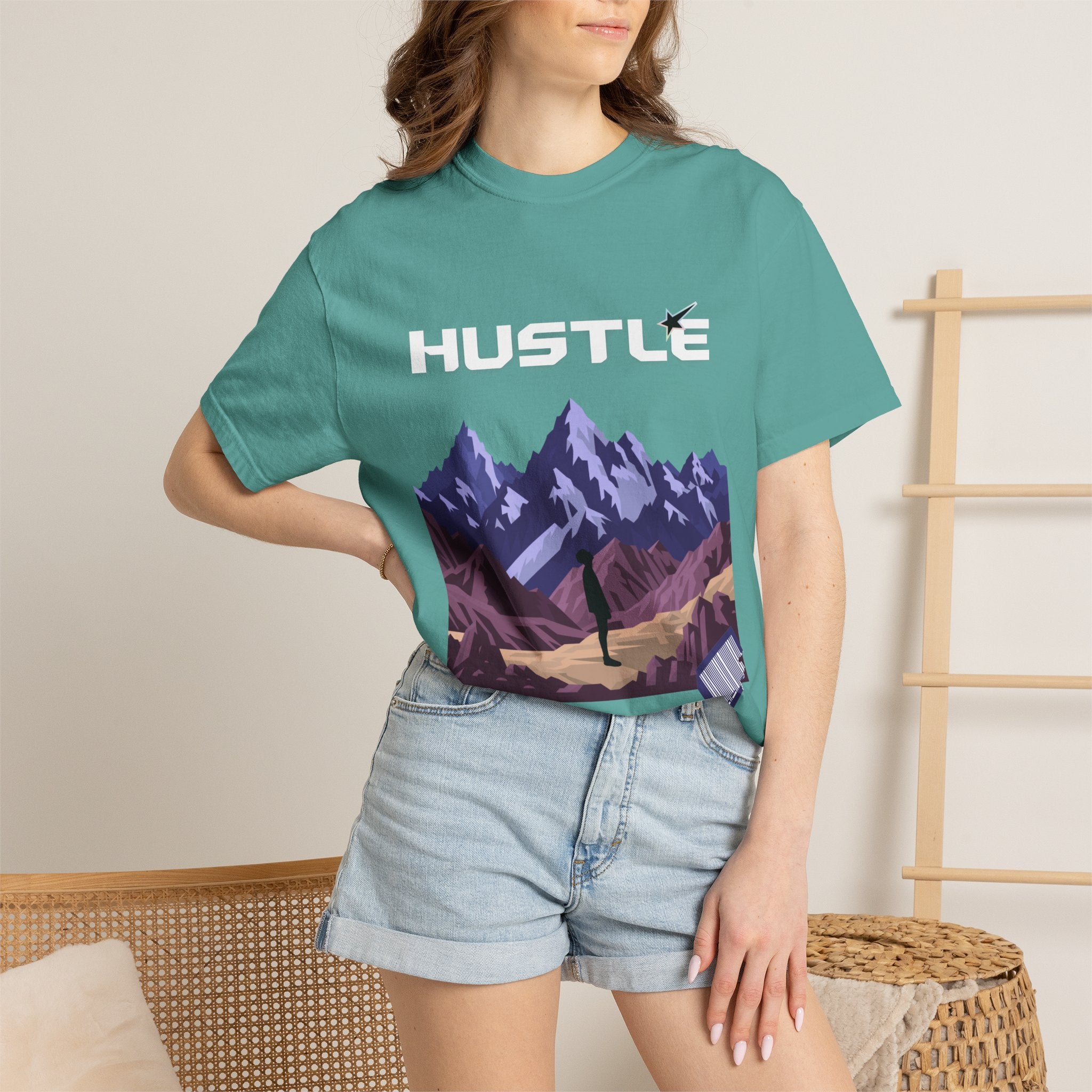 Hustle Mountain T-Shirt — Adventure Motivational Graphic Tee